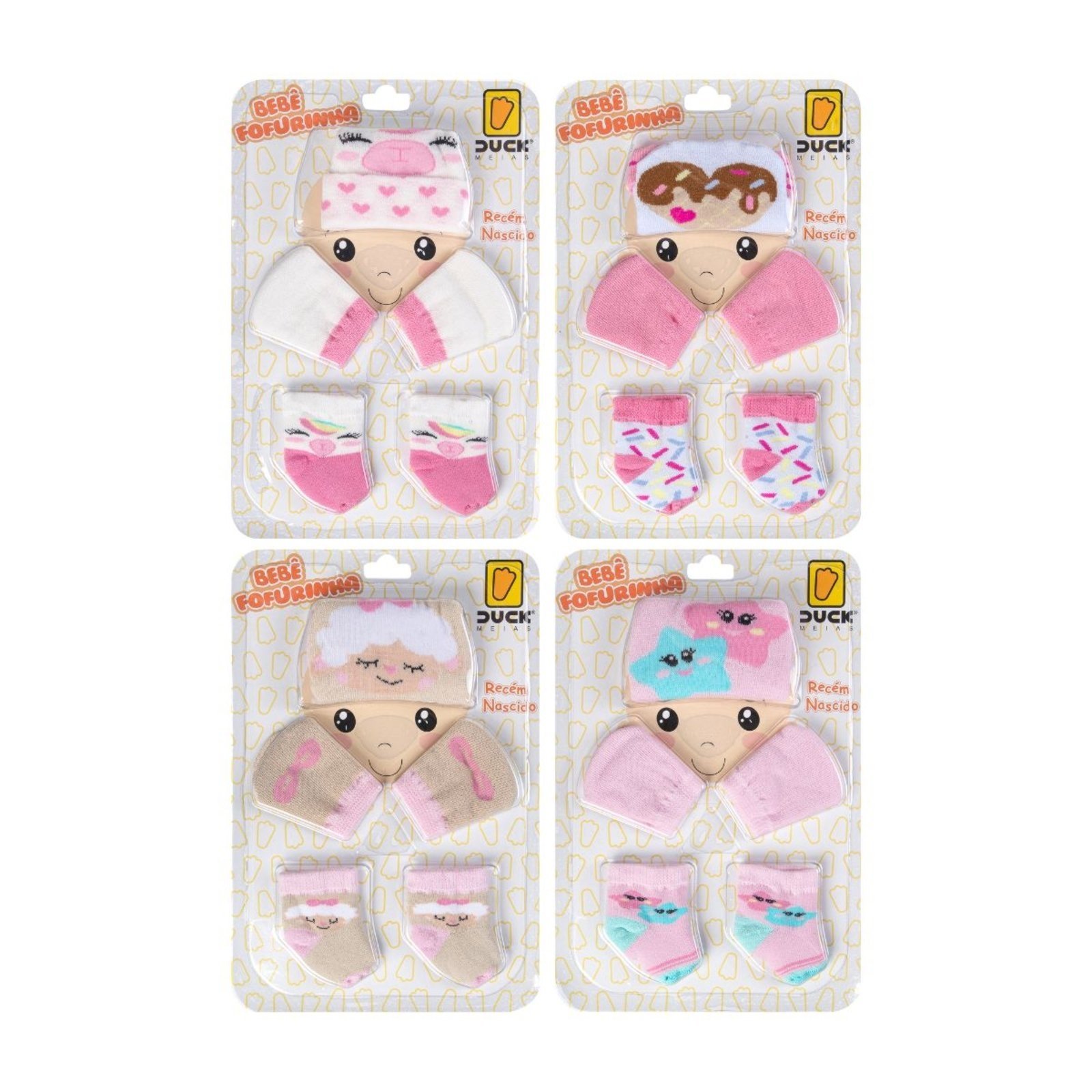 Infantil - Kit 4 conjunto enxoval toca luva e meia recém nascido , conjunto fofo, ideal para usar em qualquer momento