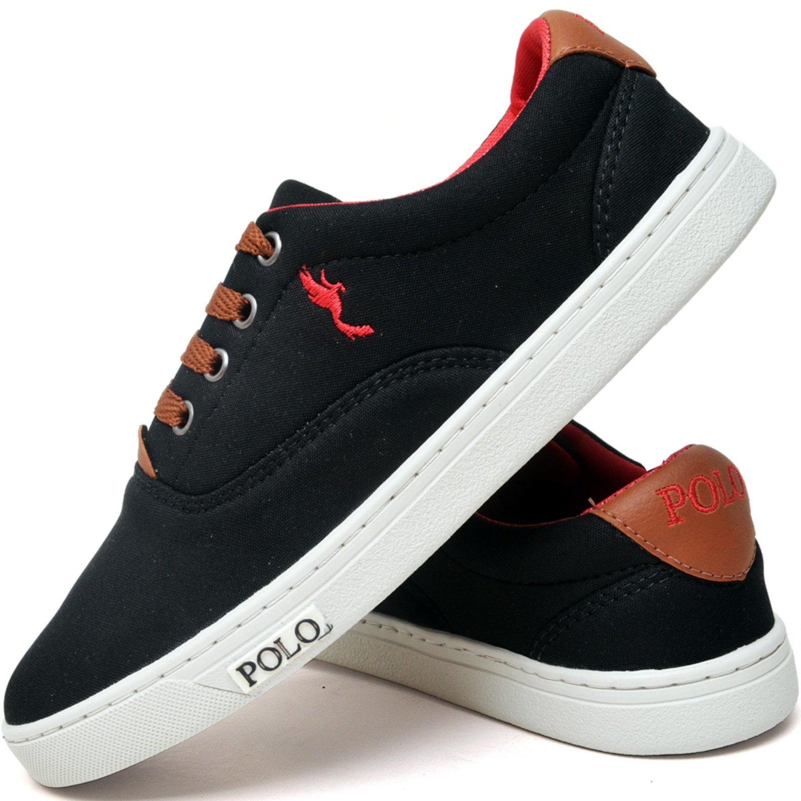 Vista 2 Infantil - Tênis Masculino Casual Juvenil Cano Baixo Polo Blu preto Polo Blu preto