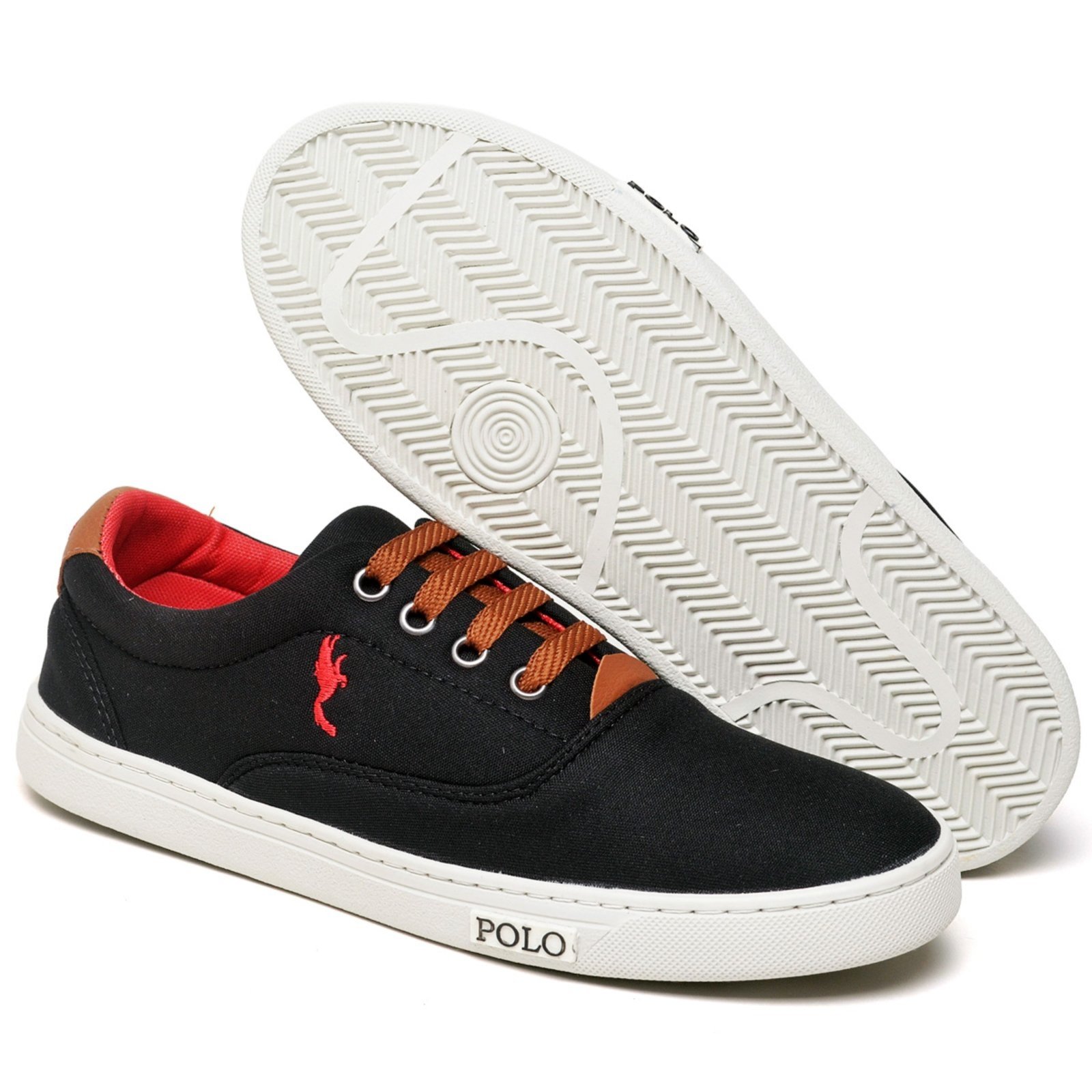Vista 3 Infantil - Tênis Masculino Casual Juvenil Cano Baixo Polo Blu preto Polo Blu preto