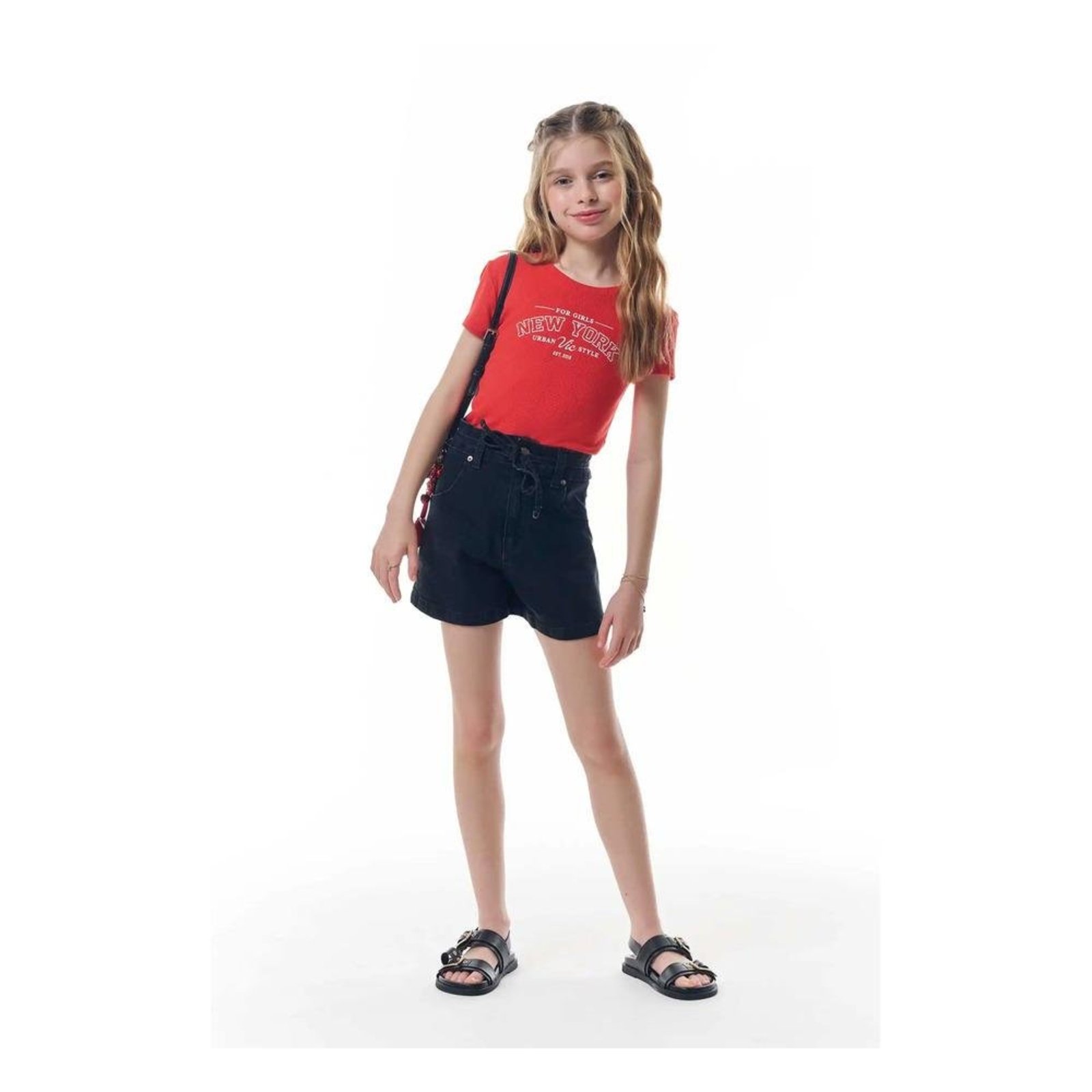 Infantil - Shorts Menina Preto Sarja Vic&Vicky 14 Preto