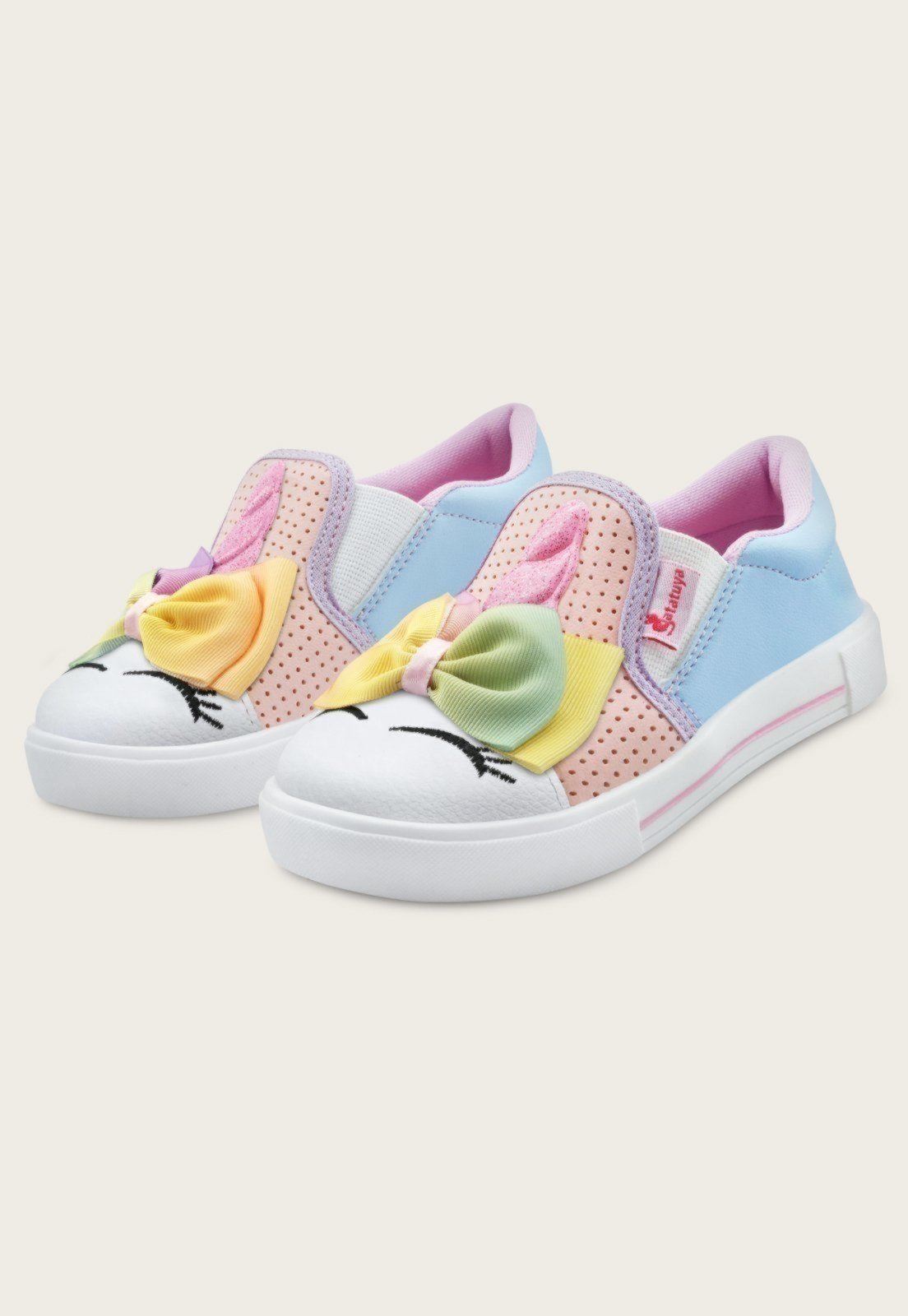 Infantil – Tênis Iate Unicórnio Menina MzKid Laço Rosa/Azul/Lilás