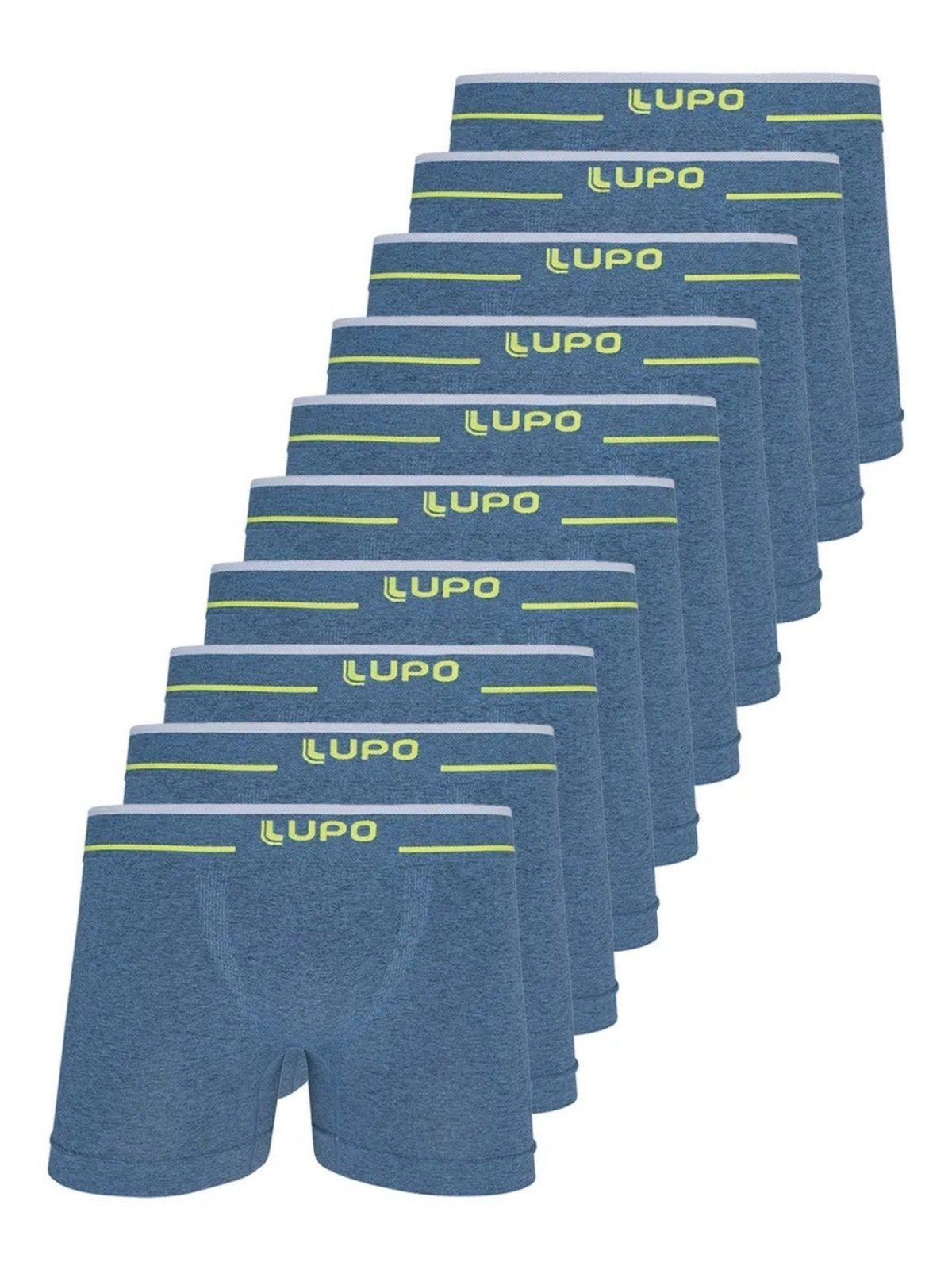 Kit com 10 Cuecas Boxer Lupo 17800-001 Plus Size Azul