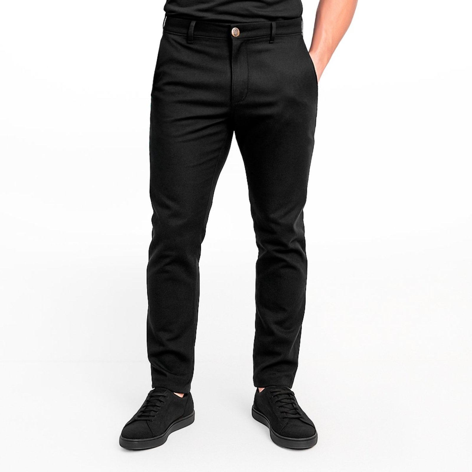 Calça Sarja Masculina com Bolso Embutido Preto