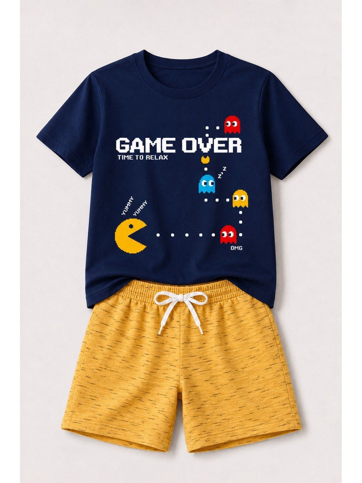 Infantil - Conjunto Masculina Algodão Game Over Pac Marinho - Babei no Look