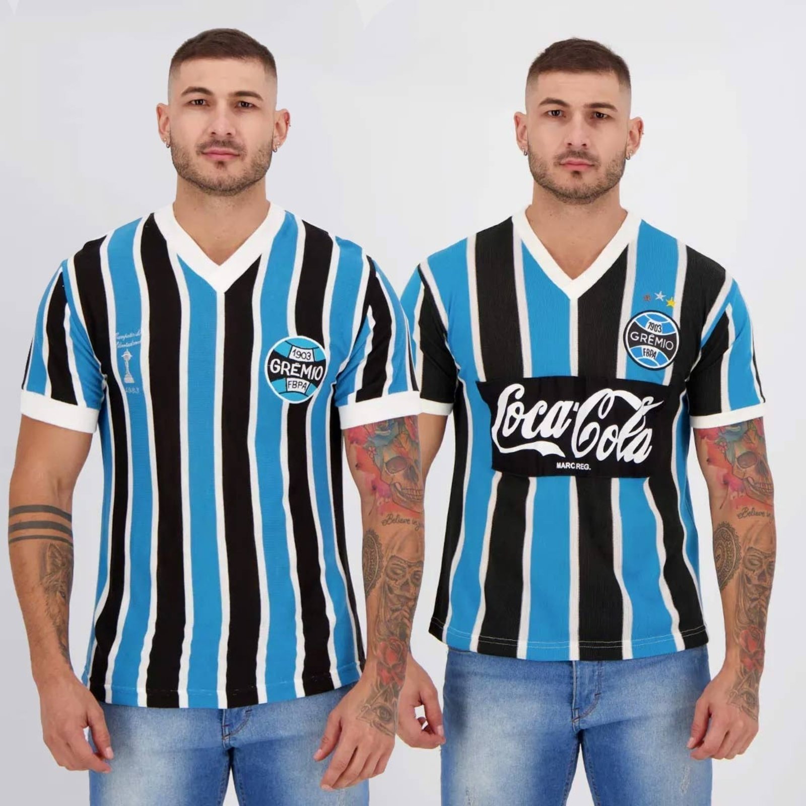 Kit 2 Camisas Grêmio 1983 N°7 e 1989 N°8 Tricolor