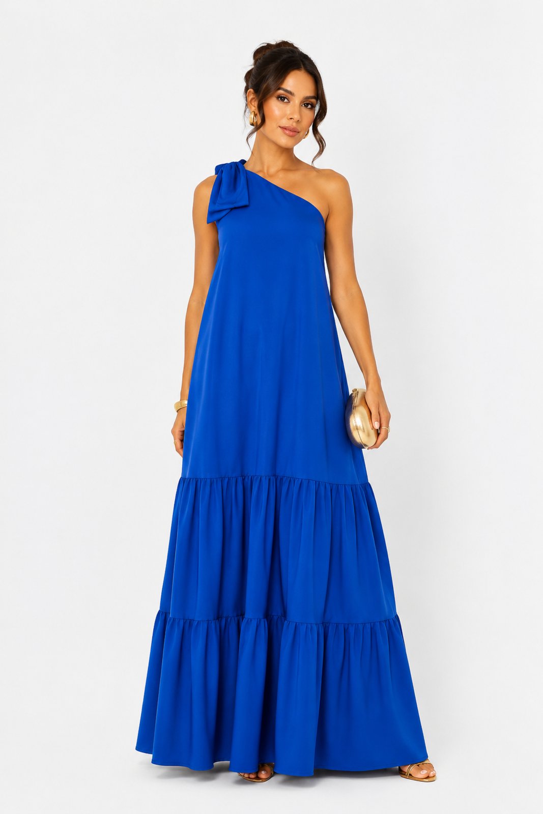 Vestido Longo D Bell Outlet Fashion Manga Nula Azul