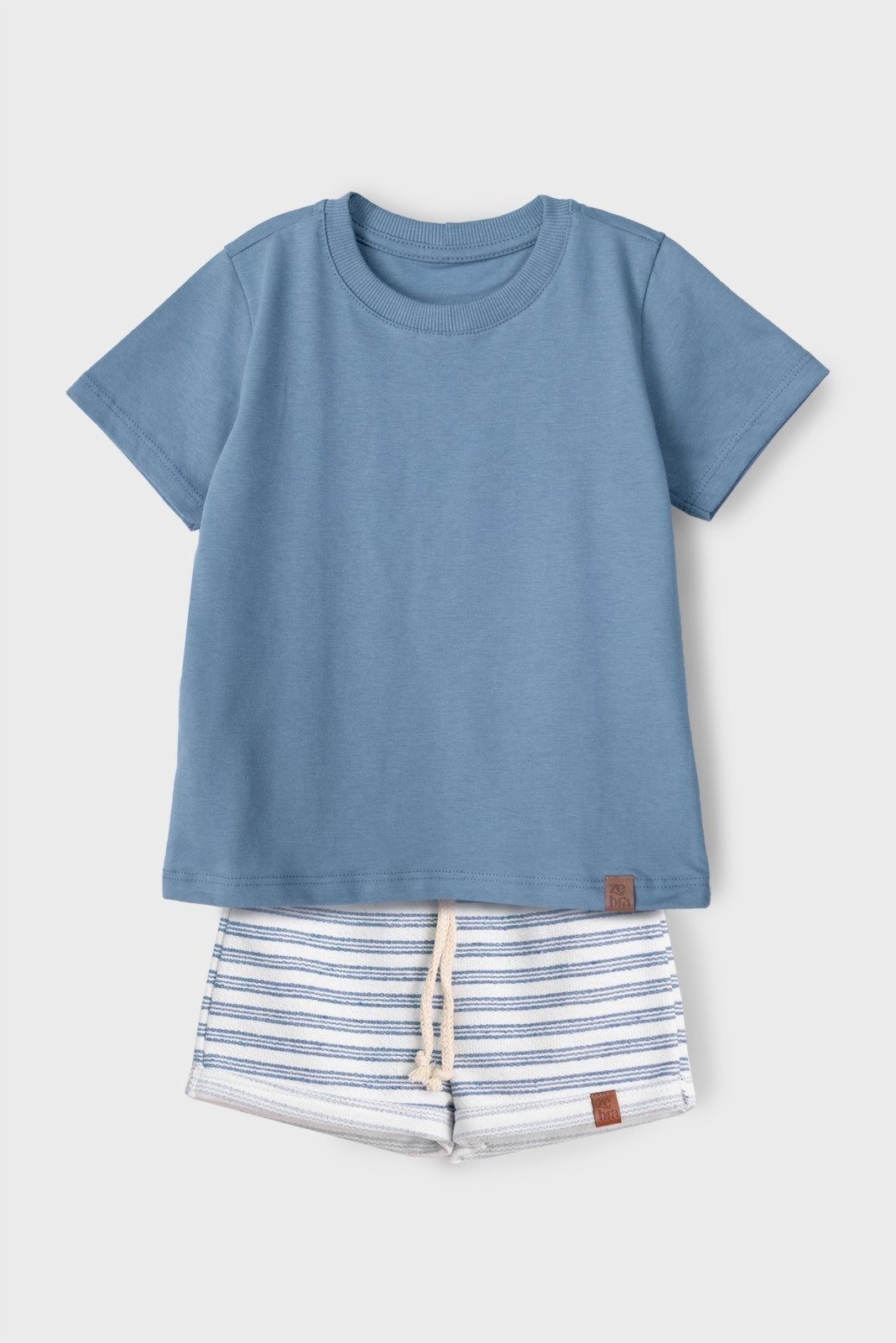 Infantil - Conjunto Unissex Com Camiseta e Short Azul Retrô Zebra&Friends