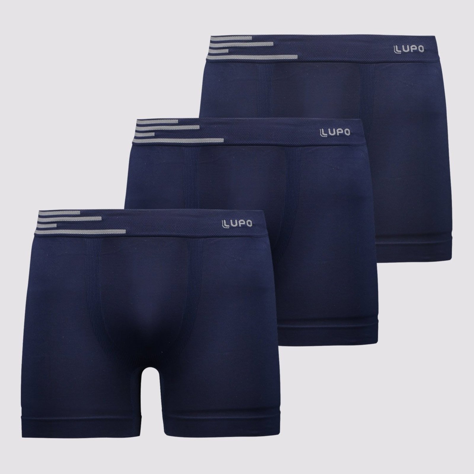 Kit 3 Cuecas Boxer Lupo Light Fit Marinho