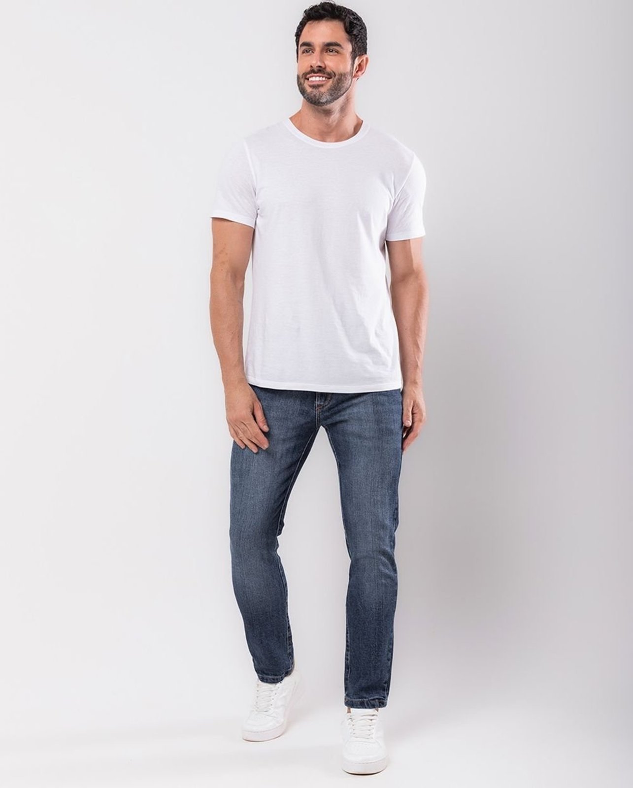 Calça Jeans Slim Fit Masculina com Jogo de Costura 23807 Escura Consciência