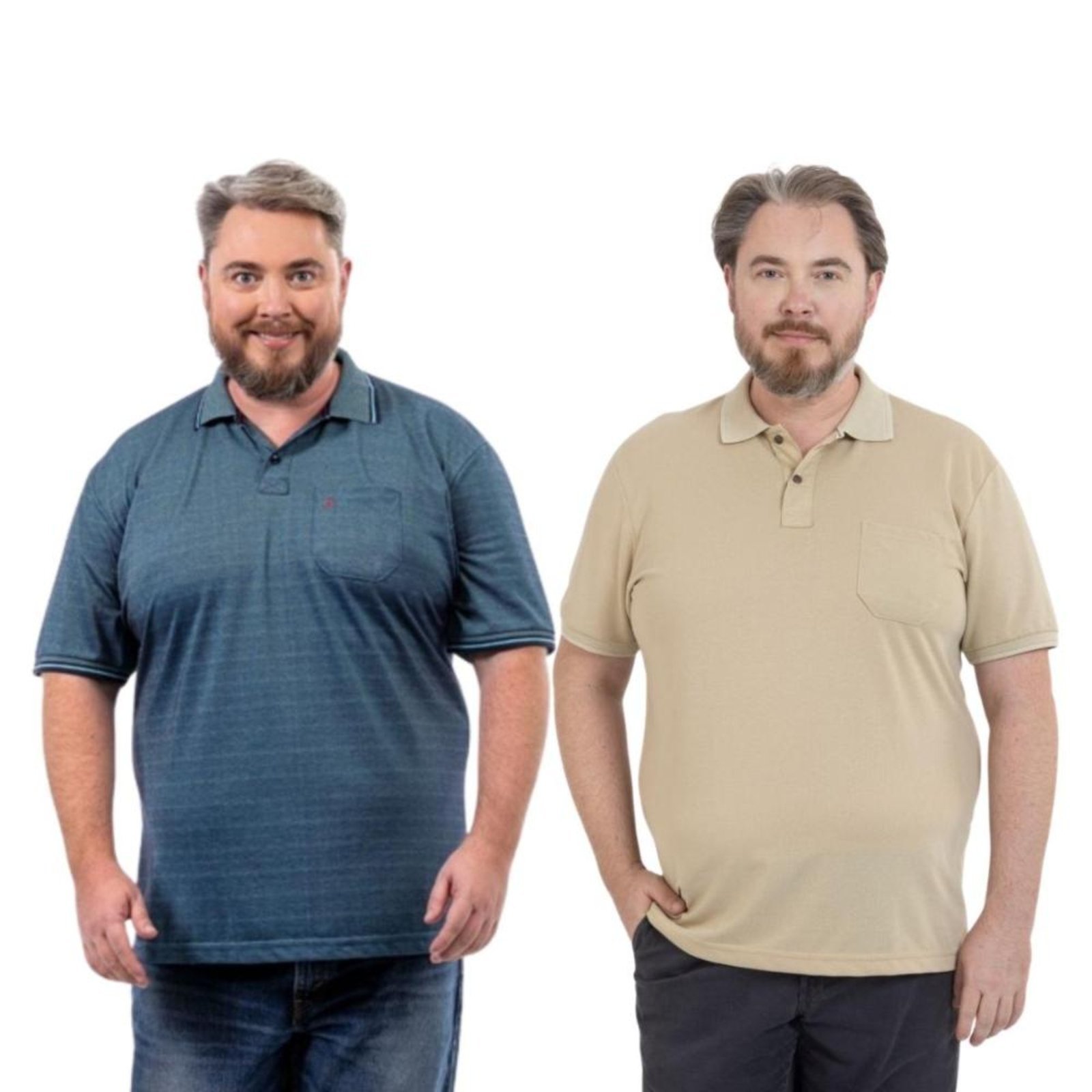 Kit 2 Camisa Polo Masculina Plus Size Pique com Bolso Casual
