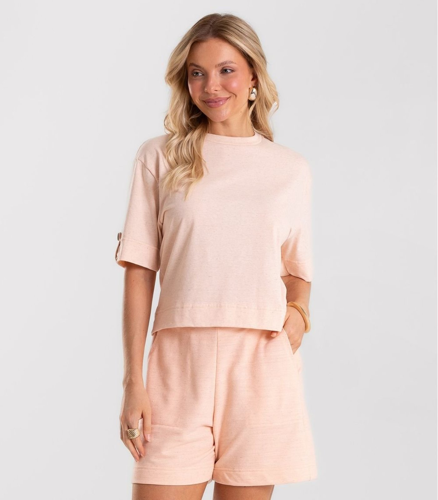 Shorts Feminina Em Tecido Moletinho Rovitex Rosa