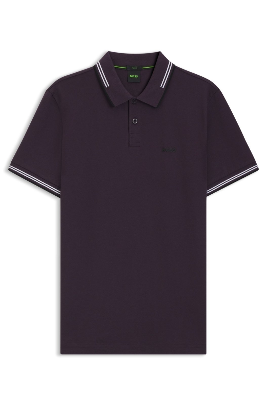 Polo De Ajuste Slim Em Algodão Elástico