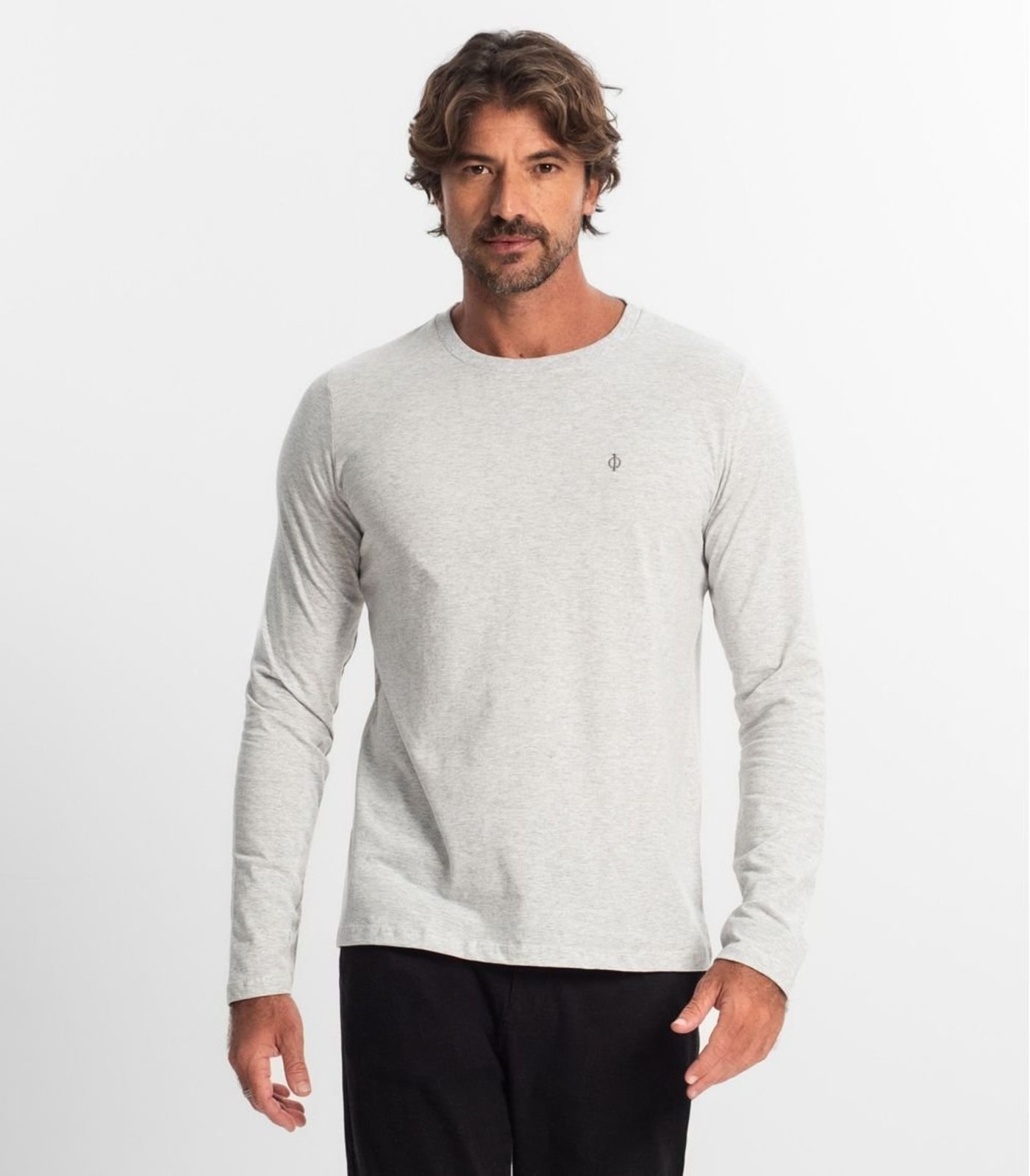 Camiseta Manga Longa Meia Malha Diametro Cinza