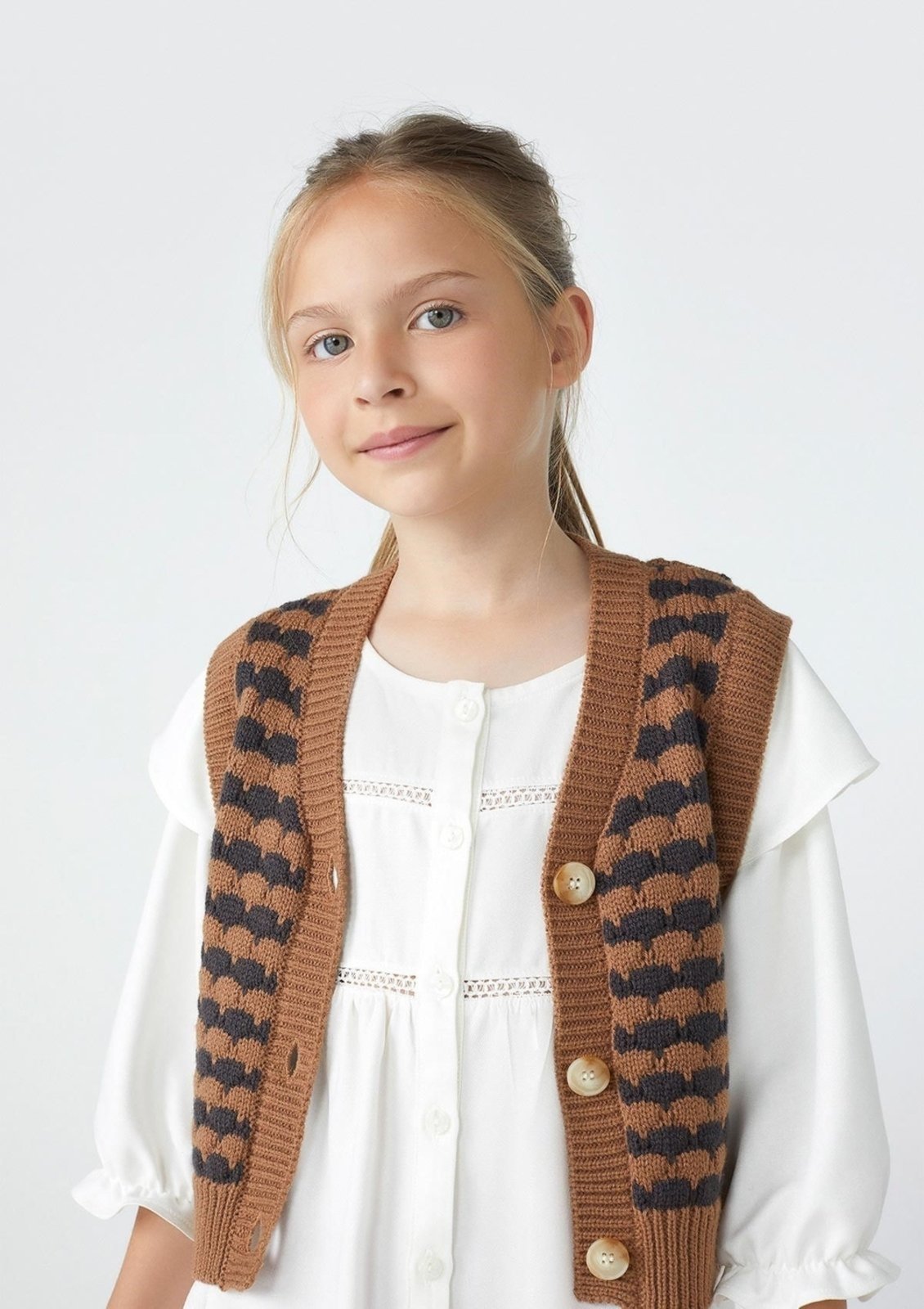Infantil - Colete Cropped Menina Em Tricô Hering