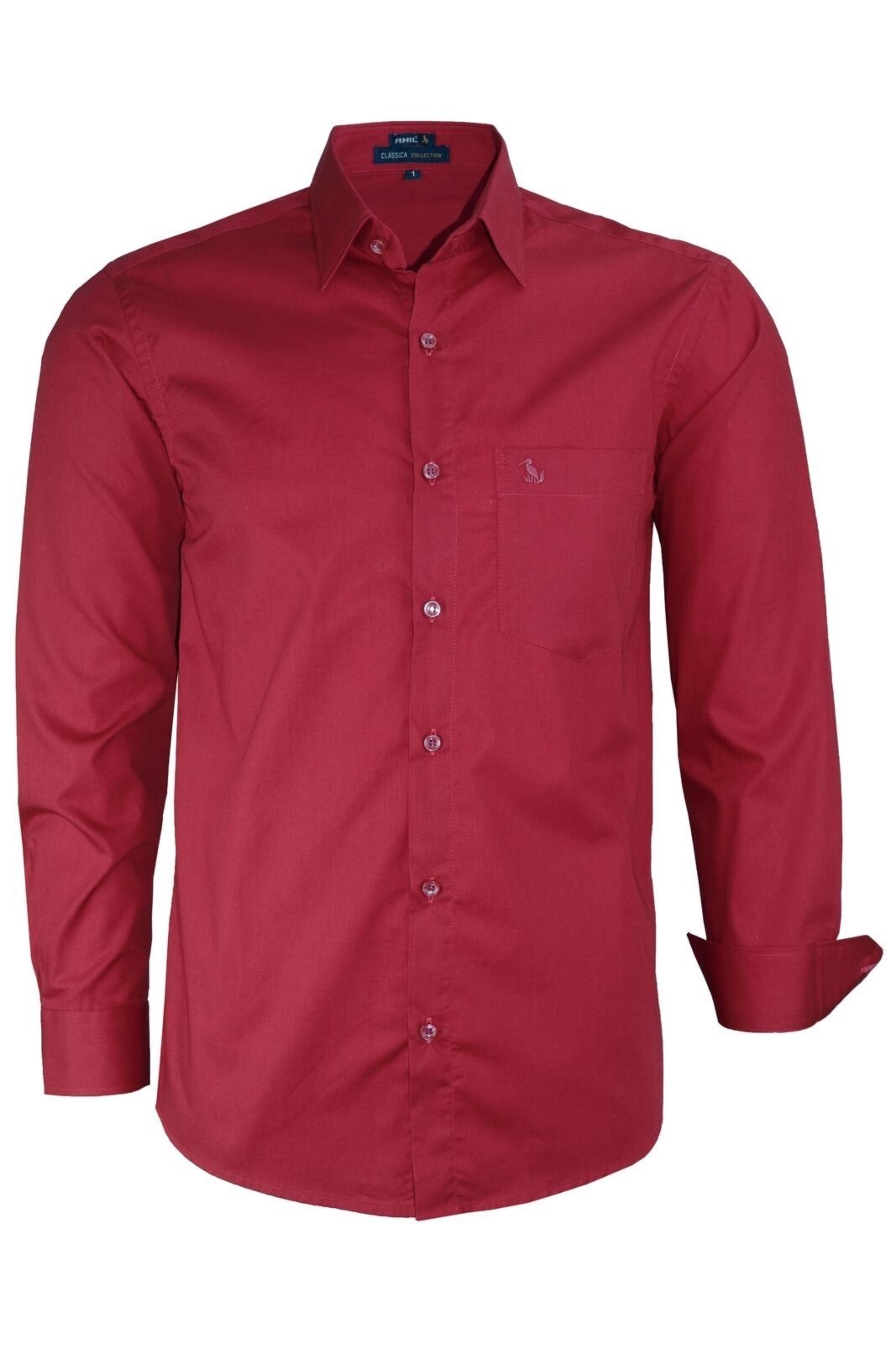 Camisa Manga Longa Lisa De Algodão Ideal Para Ternos 1719