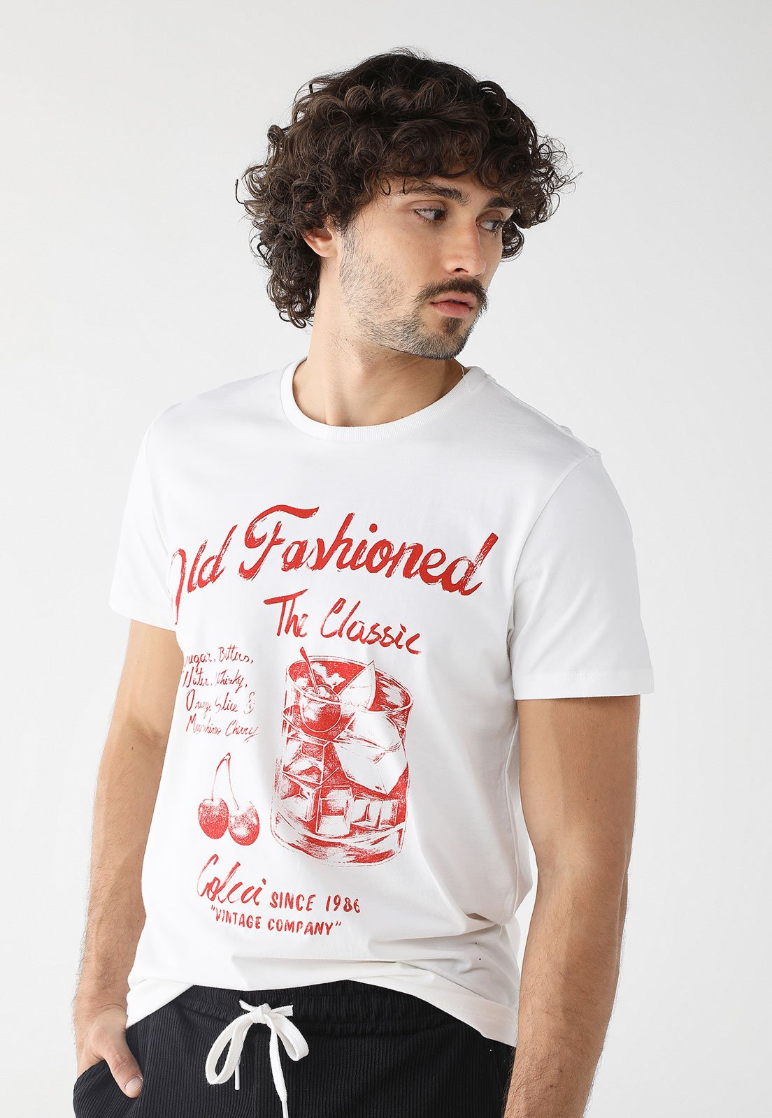 Camiseta Colcci Reta Estampada Branca