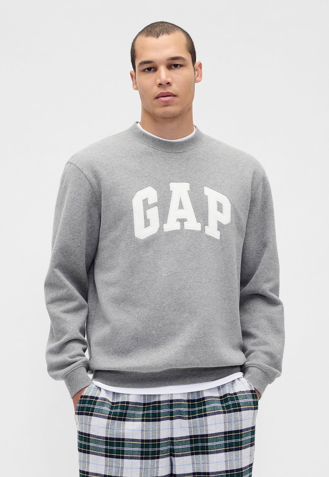 Blusa de Moletom Masculina GAP Logo Cinza Mescla