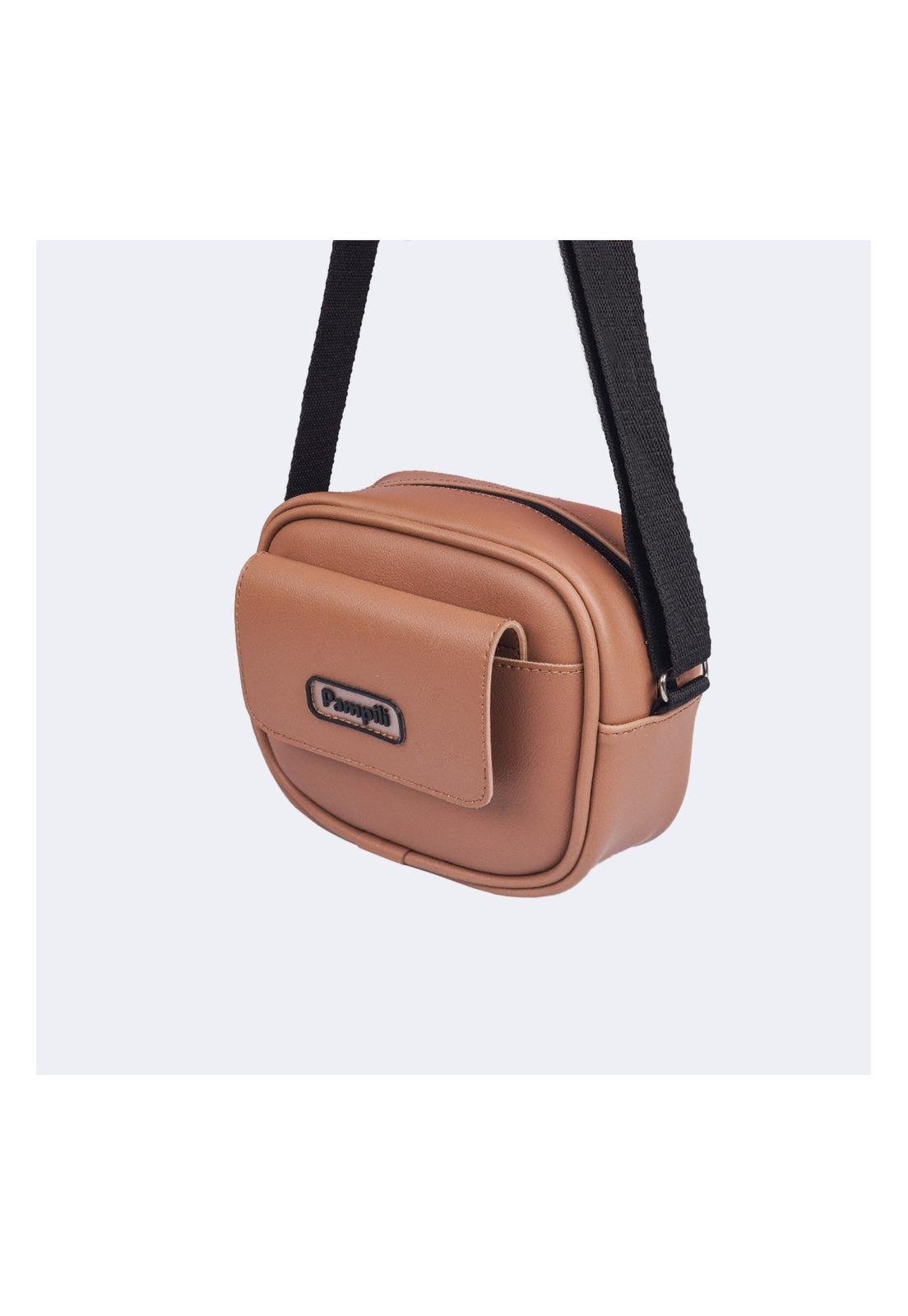 Infantil - Bolsa Tiracolo Pampili Compacta com Bolso Marrom U Marrom