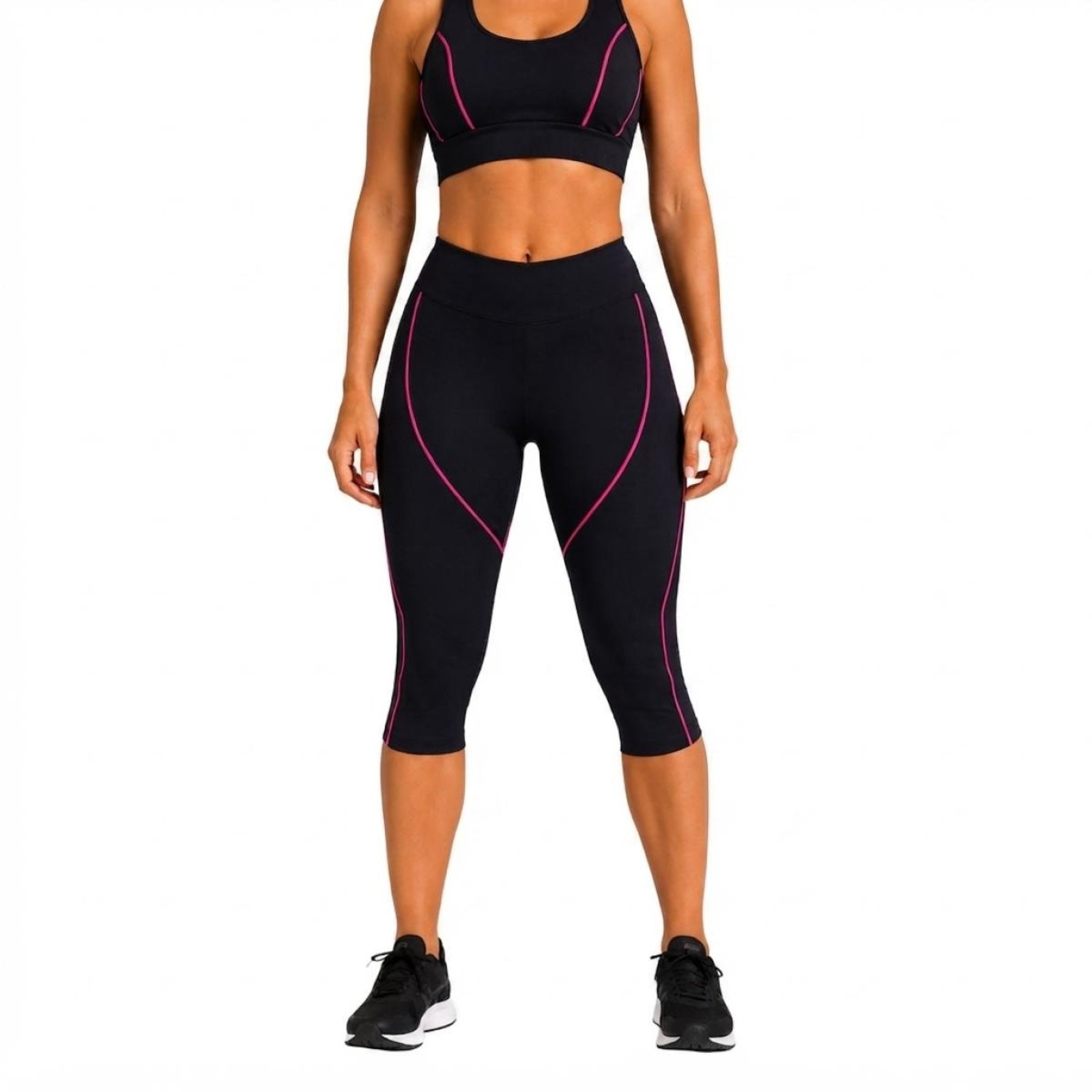 Conjunto Corsário Fitness Feminino Capri e Top Cropped para Academia Ciclismo Yoga