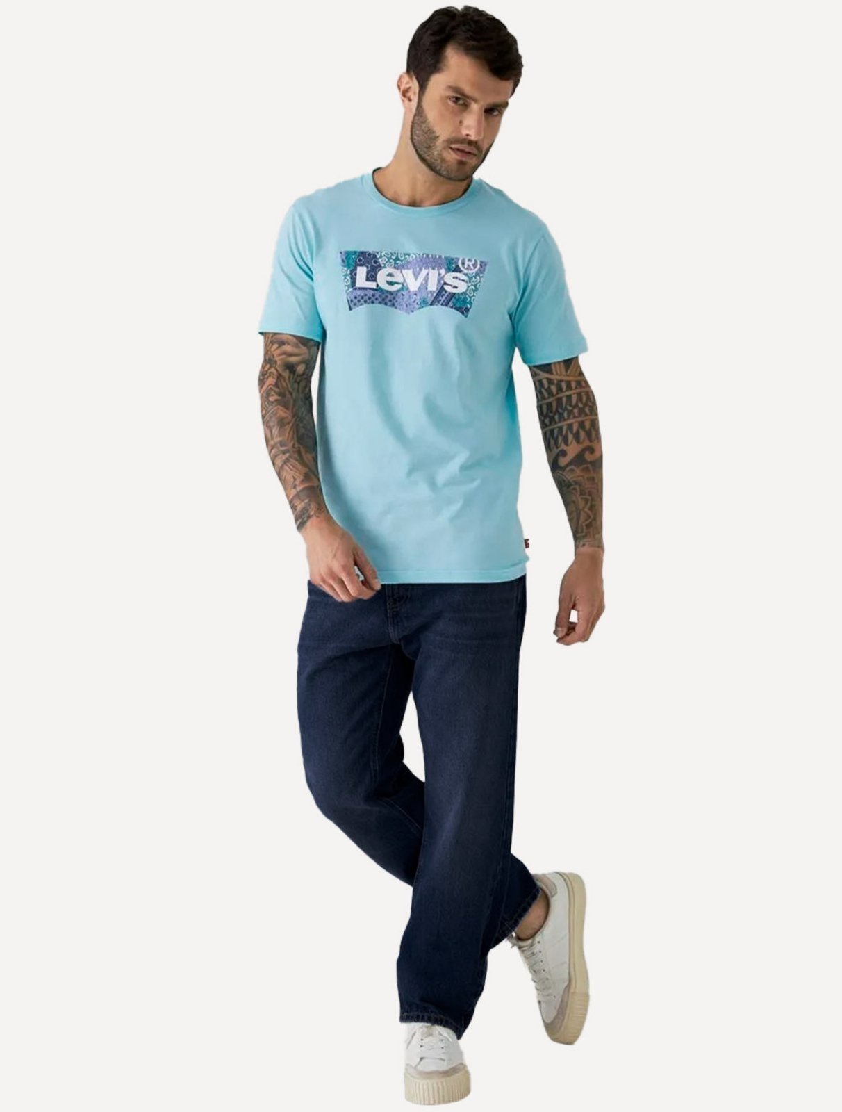 Vista 3 Calça Levis Jeans Masculina 505 Regular Escura azul Levis azul