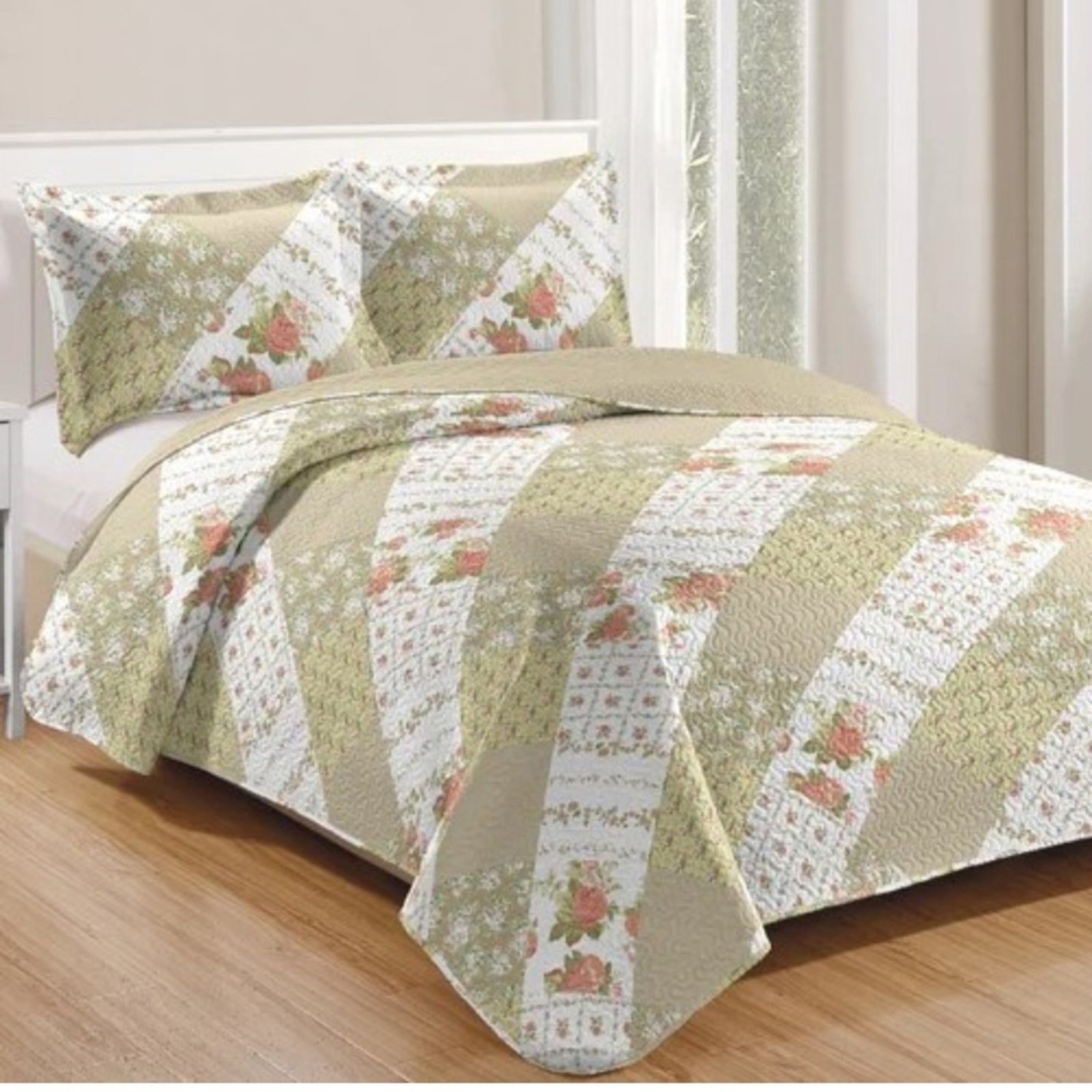 Kit Cobre Leito Colcha Casa Scarpa Mix King Estampado Dupla Face Floral 3 Peças - Janaína