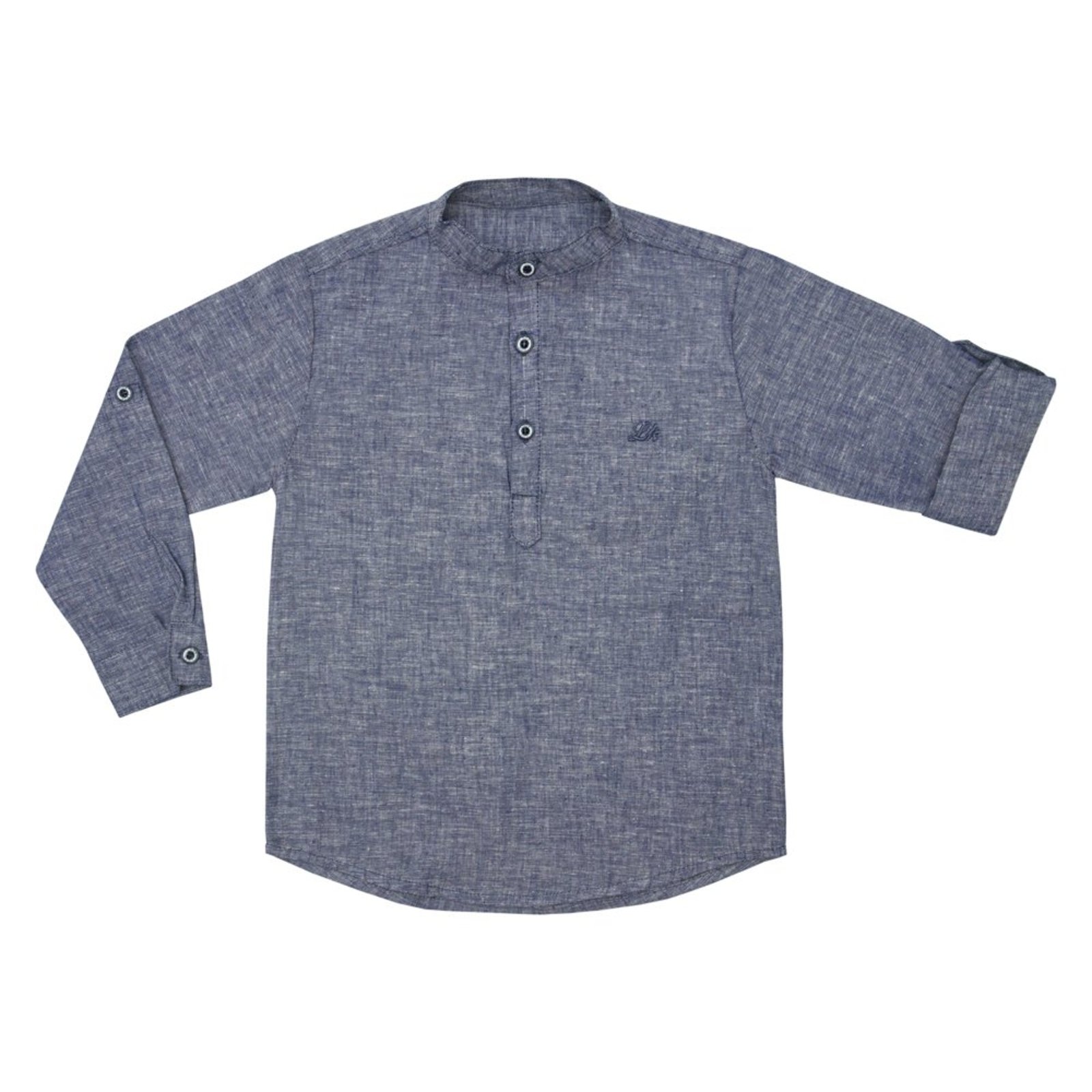 Infantil - Camisa Look Jeans Bata Linho Azul