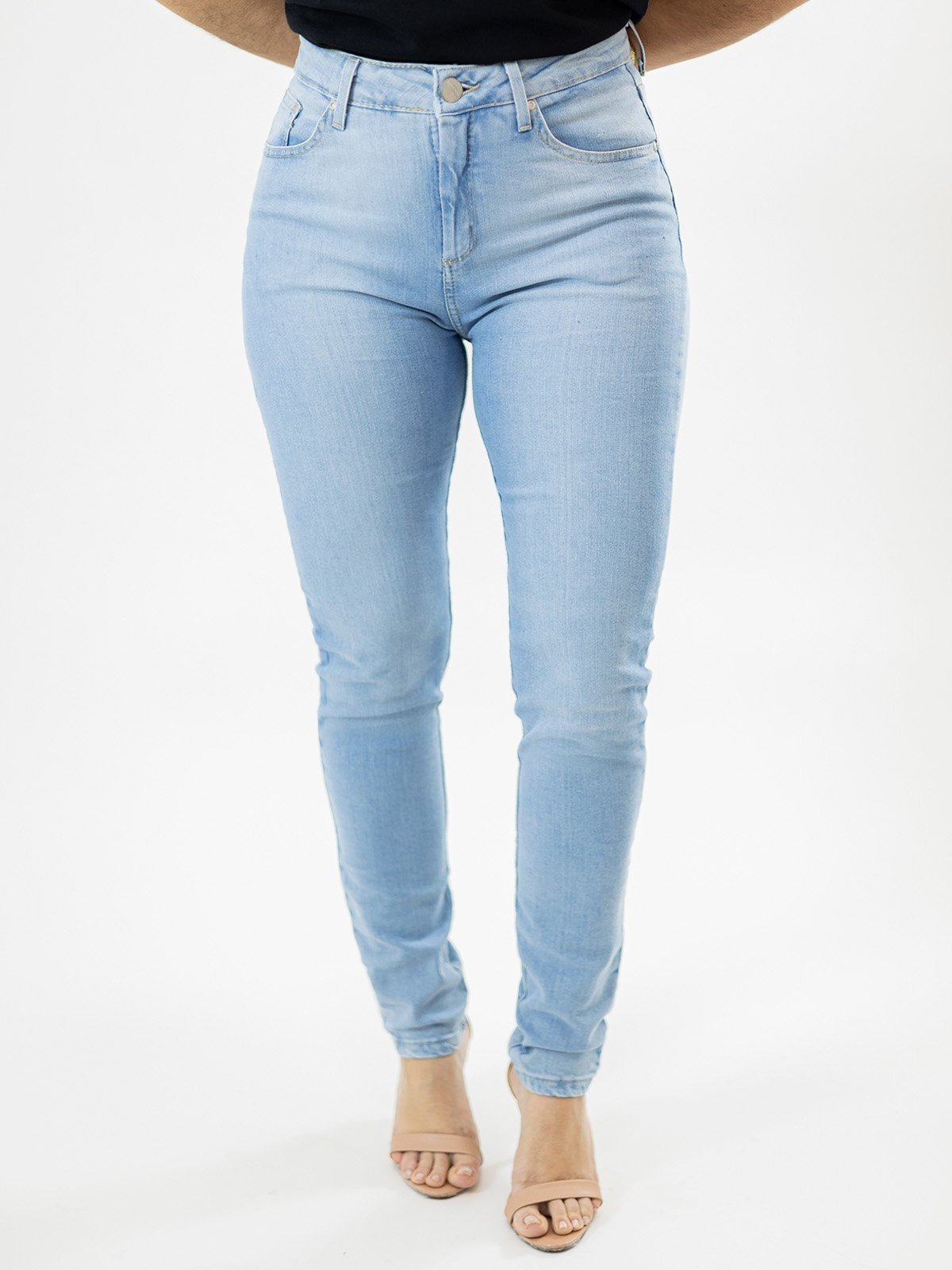 Calça Feminina Skinny Jeans Delavê Cintura Alta Anticorpus