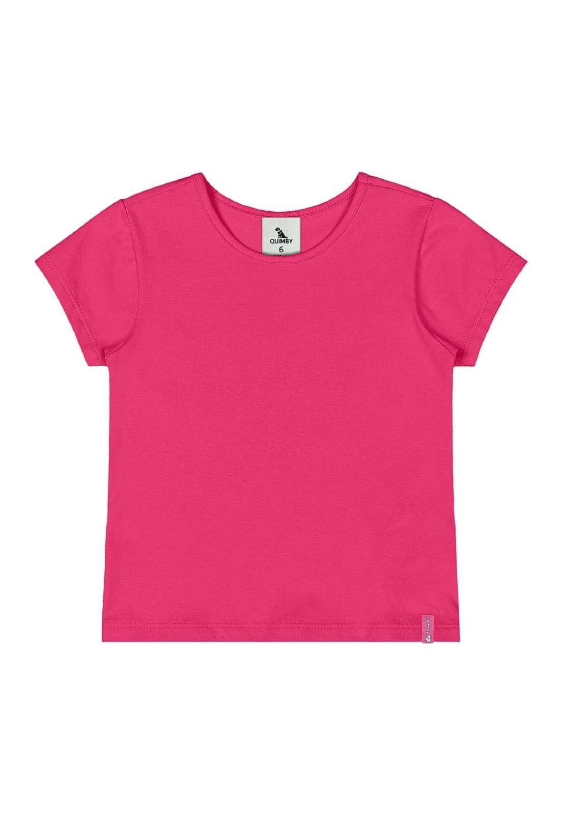 Infantil - Blusa Básica em Cotton Menina Quimby Pink