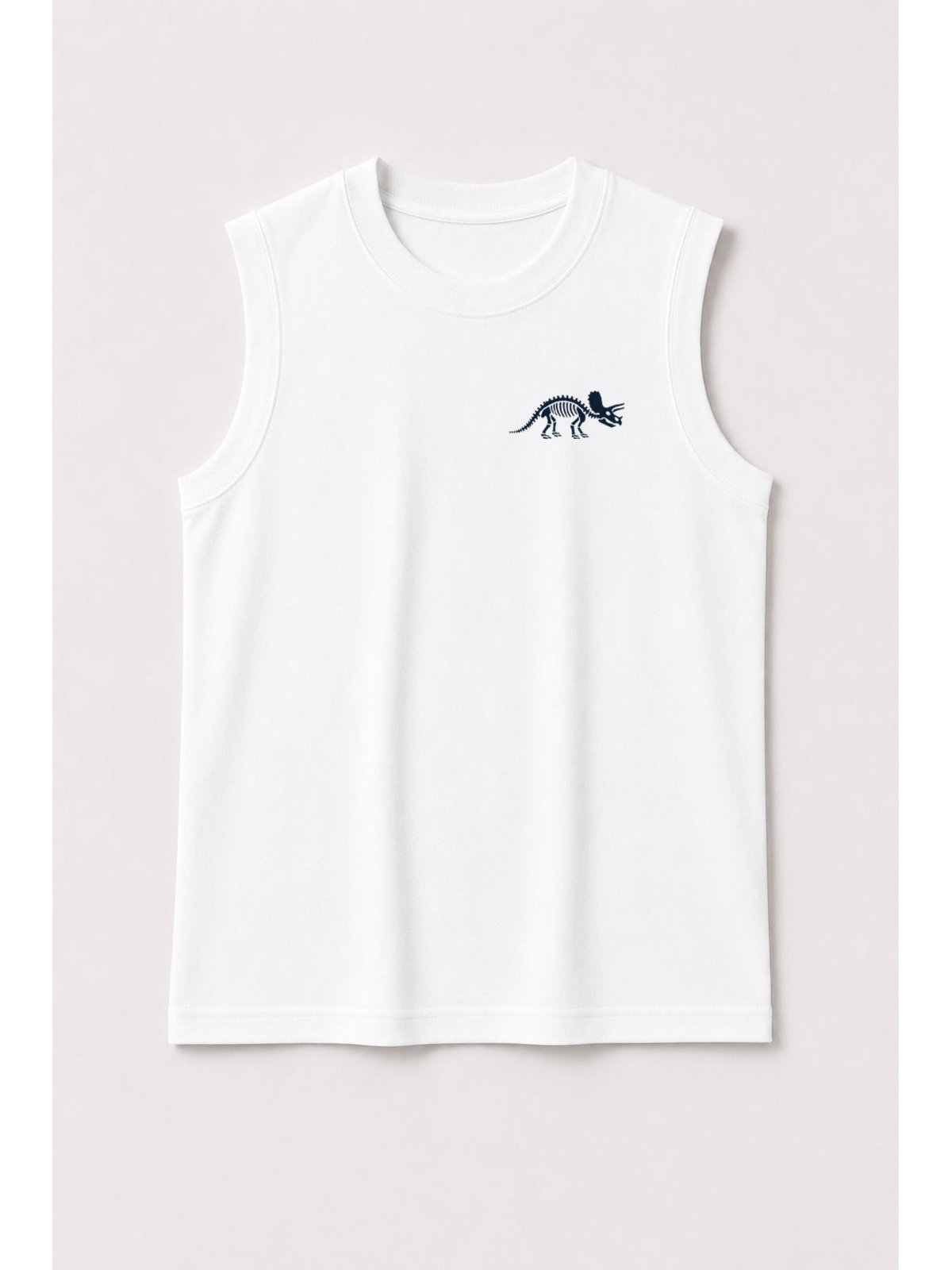 Infantil - Camiseta Regata Masculina Algodão Dino Branca - Babei no Look