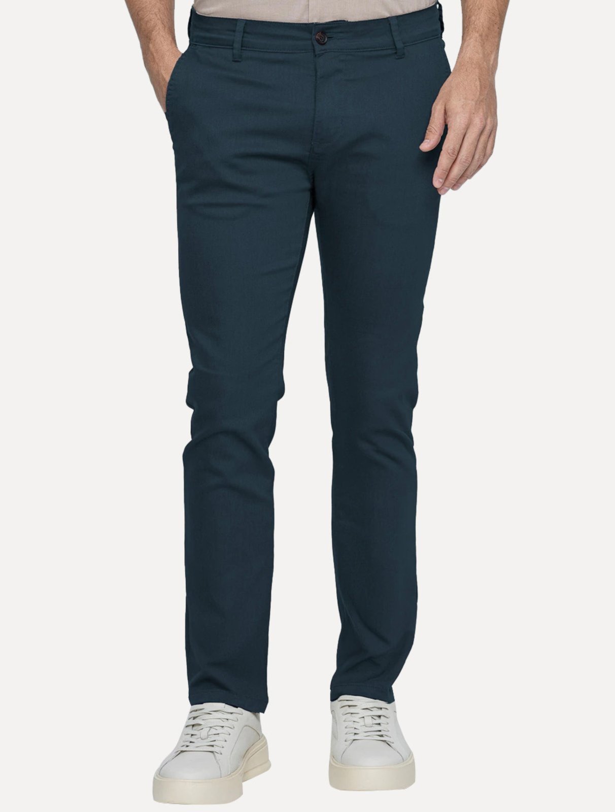 Calça King & Joe Sarja Masculina Slim Plaid Azul Marinho