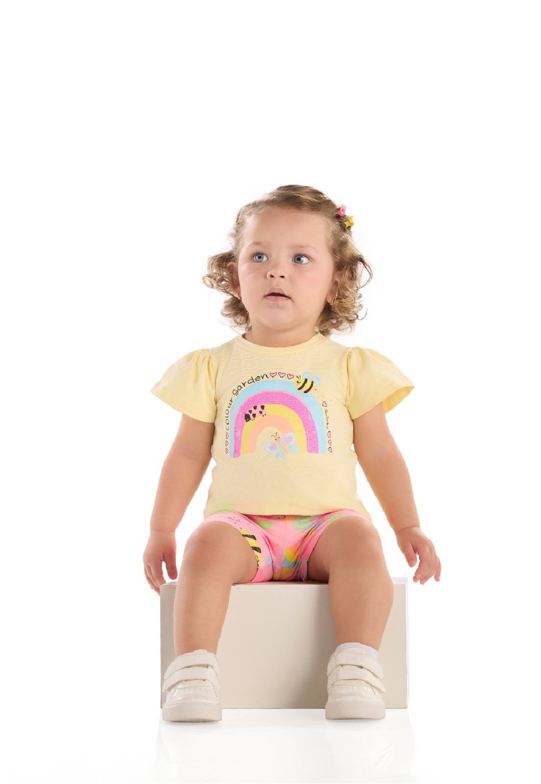 Vista 2 Infantil - Conjunto Jardim Blusa Bermuda Quimby vermelho Quimby vermelho