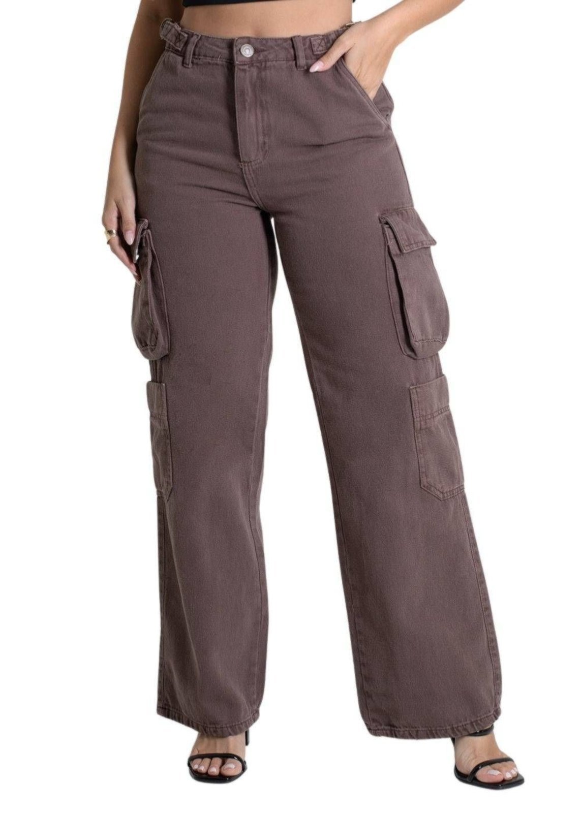 Calça Sarja Sawary Wide Leg – 279950 – Marrom – Sawary