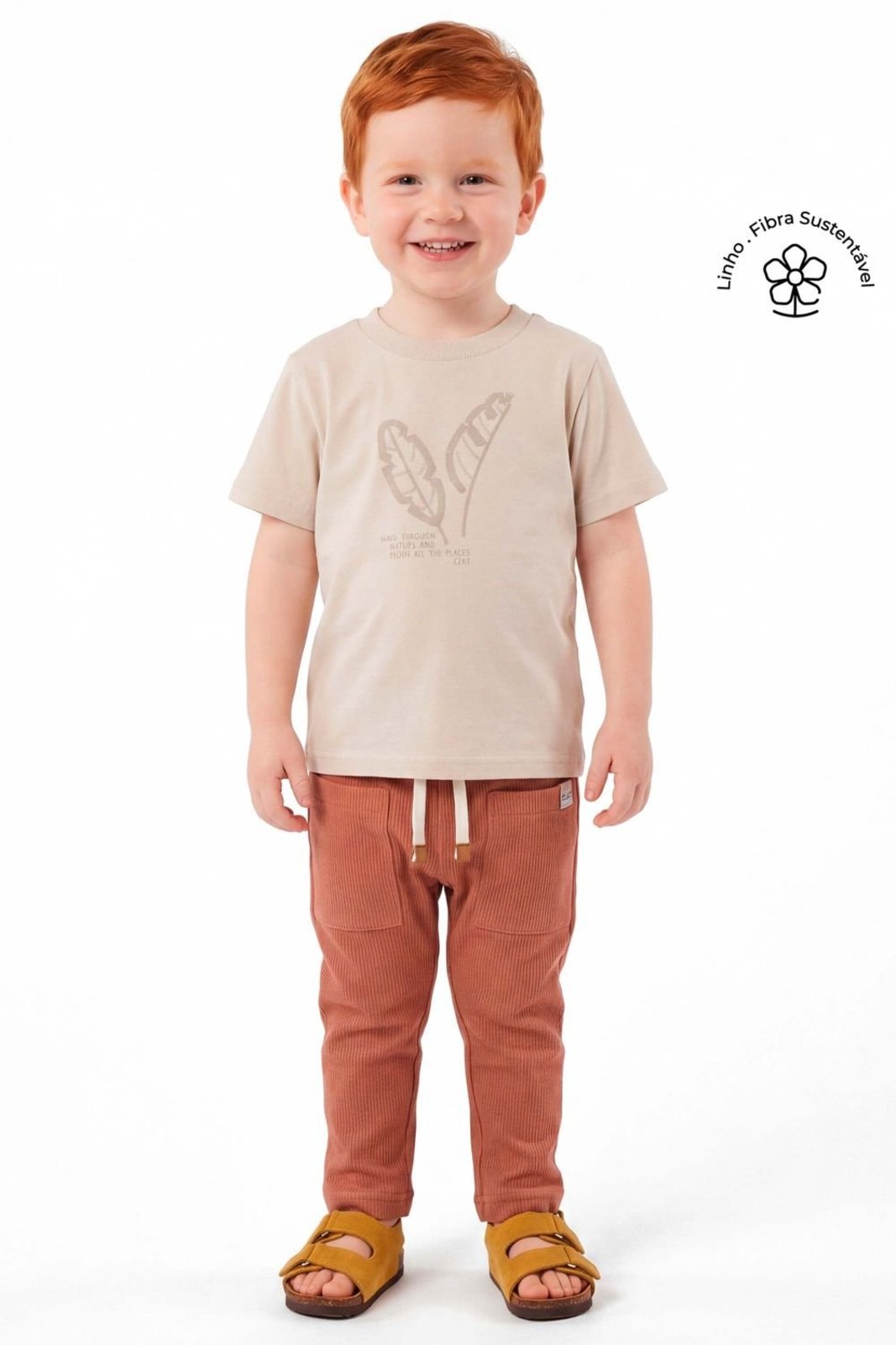 Infantil - Conjunto Menino Folhas Puff Colorittá Bege