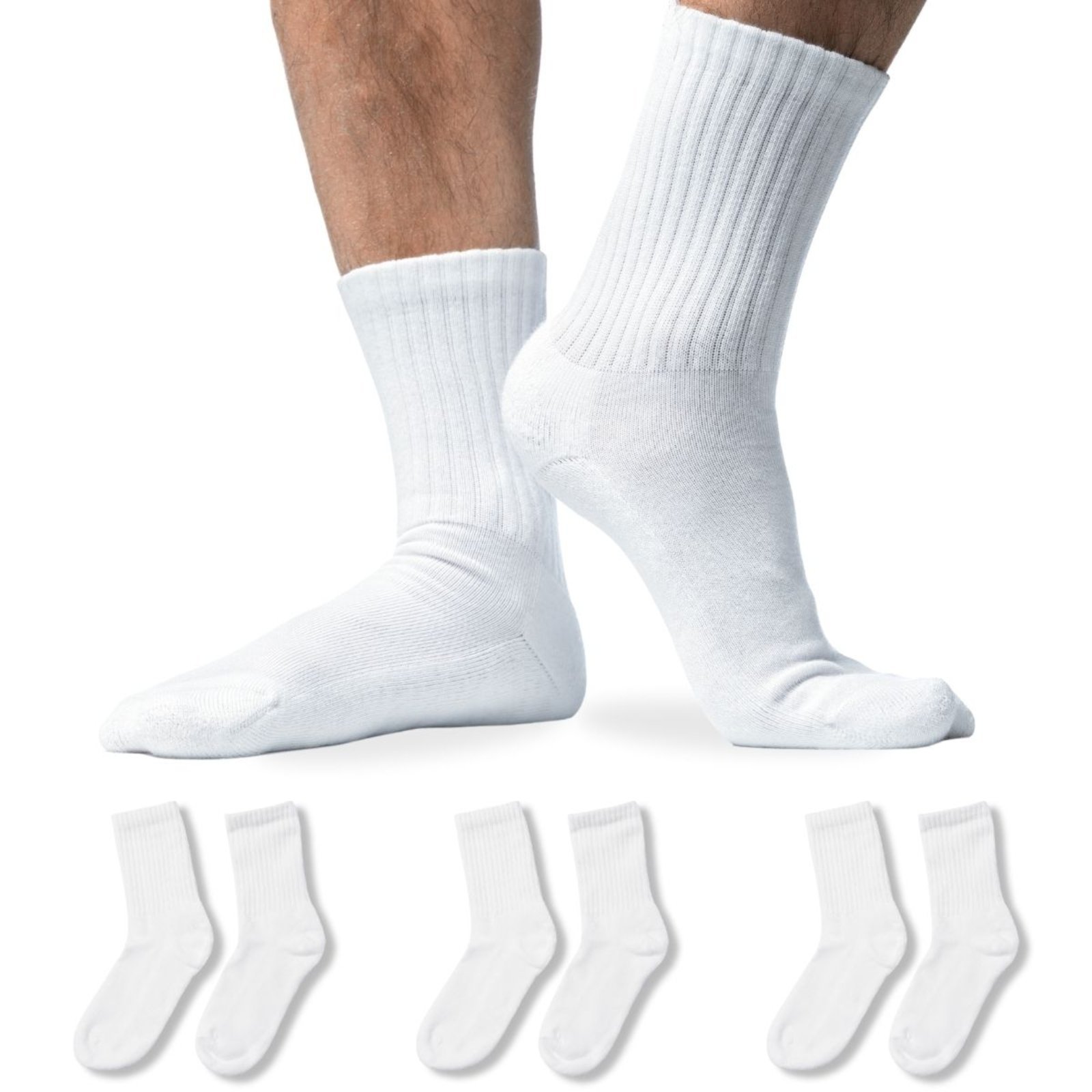 Kit 3 Pares Meia Cano Longo Esportiva Academia Branco