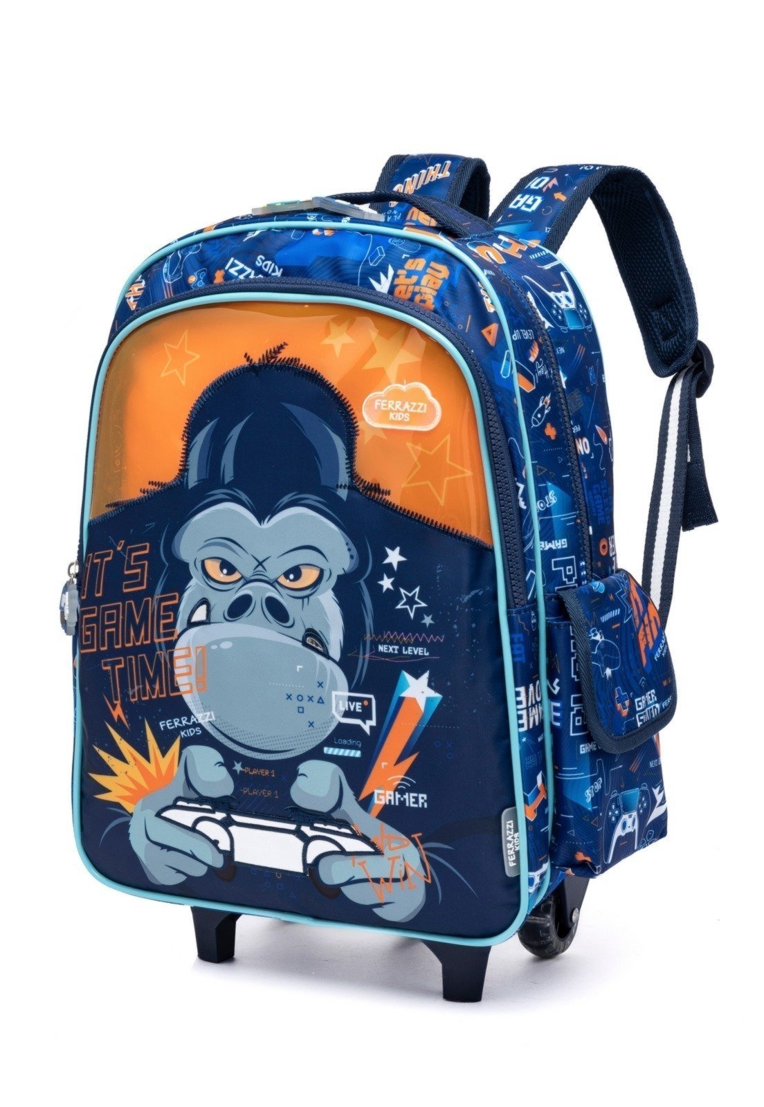 Vista 3 Infantil - Kit Escolar Mochila Estojo Lancheira Ferrazzi azul Ferrazzi azul