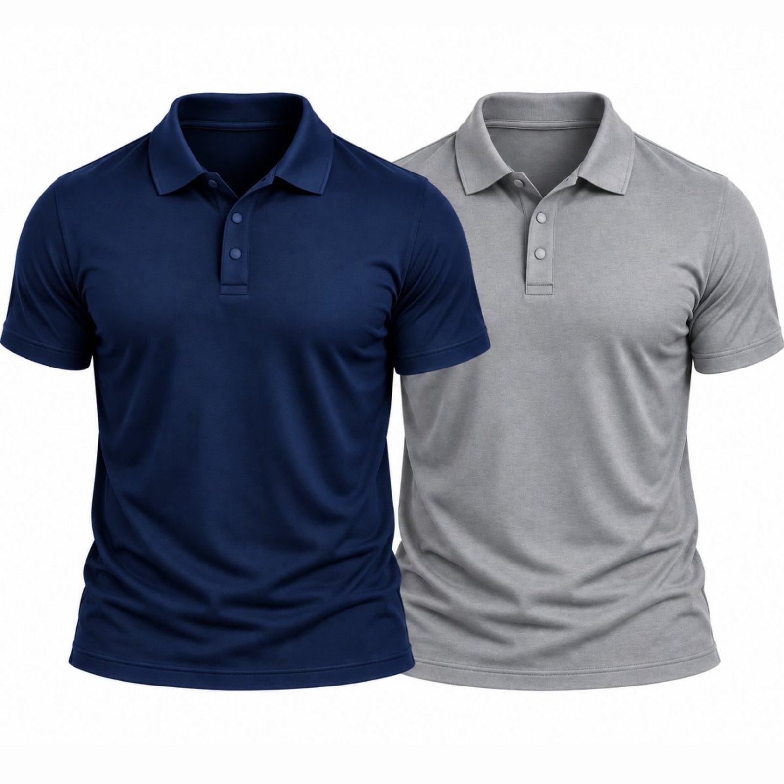 Kit 2 Camisas Polo Masculina Poliamida Premium Básica Lisa Cinza