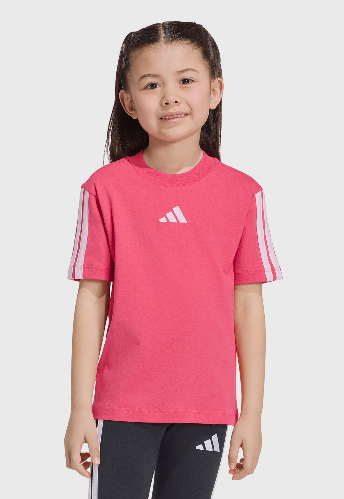 Infantil - Camiseta adidas Sportswear 3 Stripes Rosa