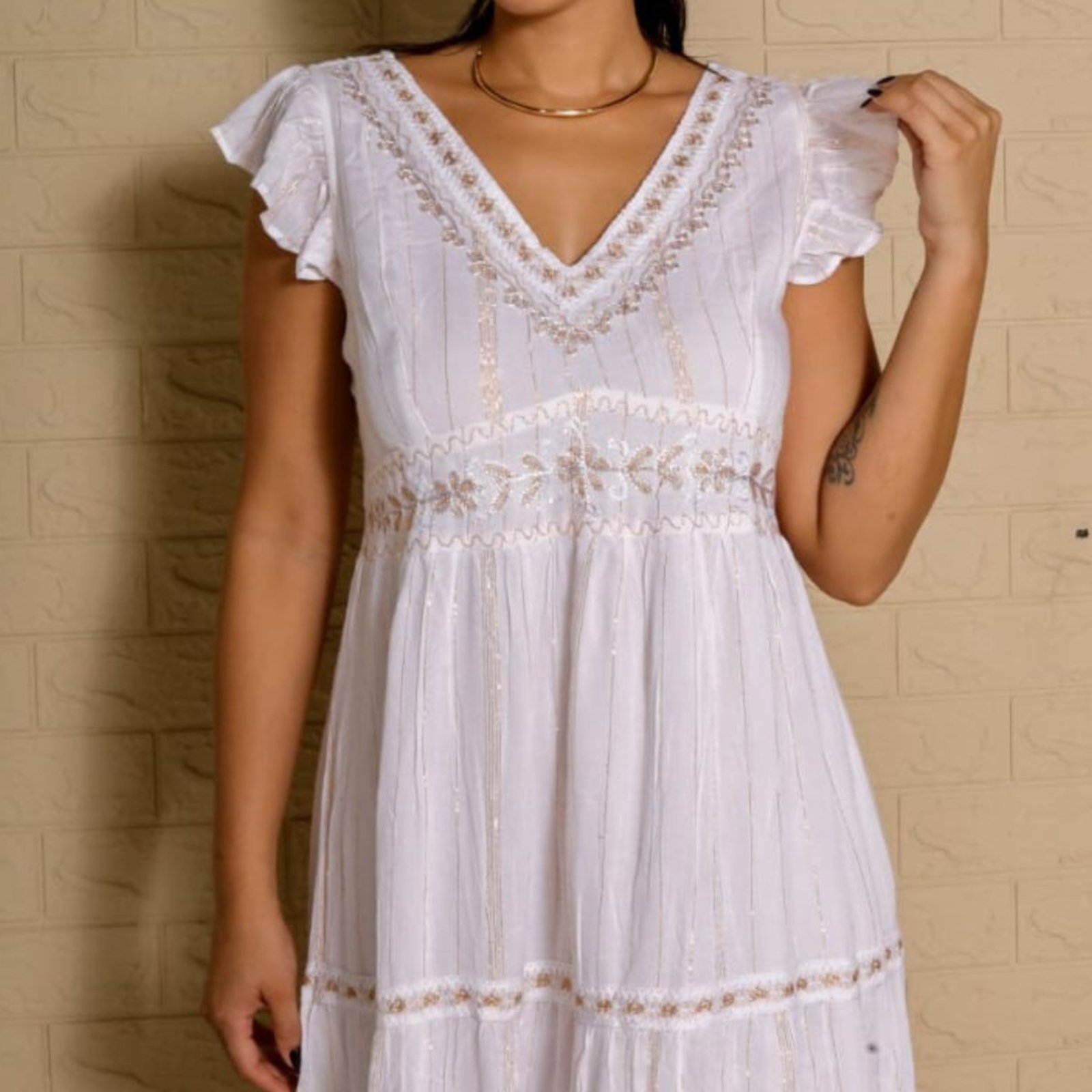 Vestido Longo Branco FMF com Renda Boho Chic Premium