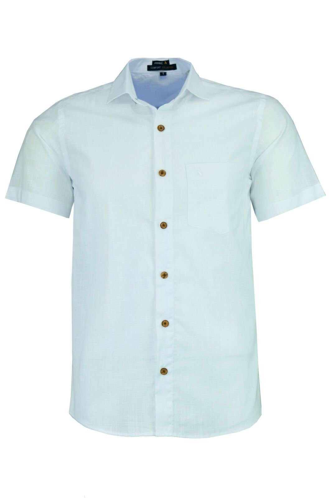 Camisa Social Masculina Amil Mangacurta Comfort Algodão 1740