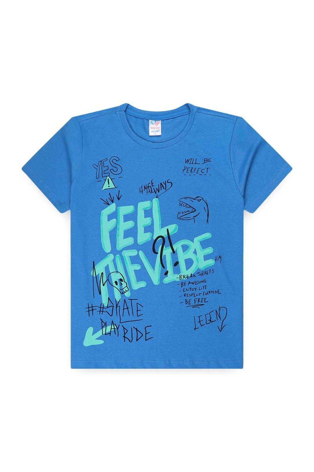 Infantil - Camiseta Meia Malha Juvenil Masculina Feel The Vibe