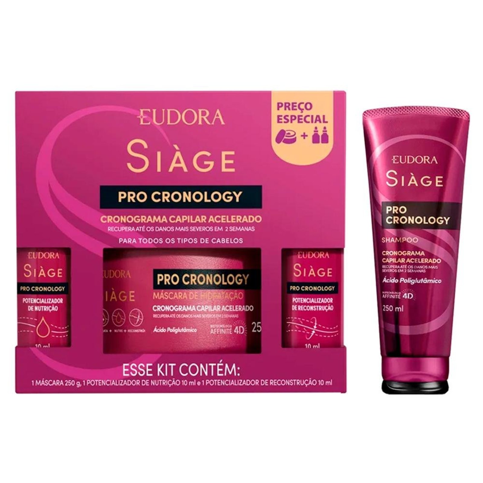 Kit Eudora Siàge Pro Cronology (3 Itens) + Sh 250ml