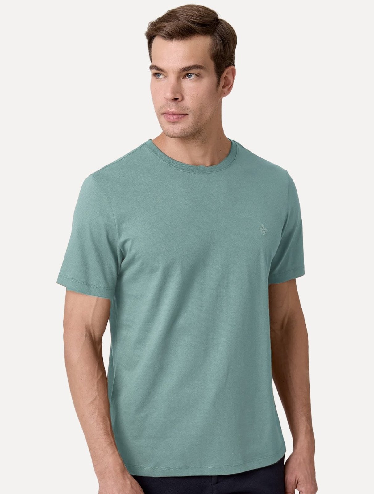 Camiseta Dudalina Masculina Essentials Mono Logo Azul Turquesa