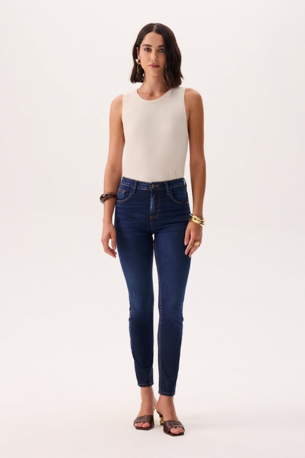 Calça Feminina Cigarrete Esmeralda Jeans Flor de Lis