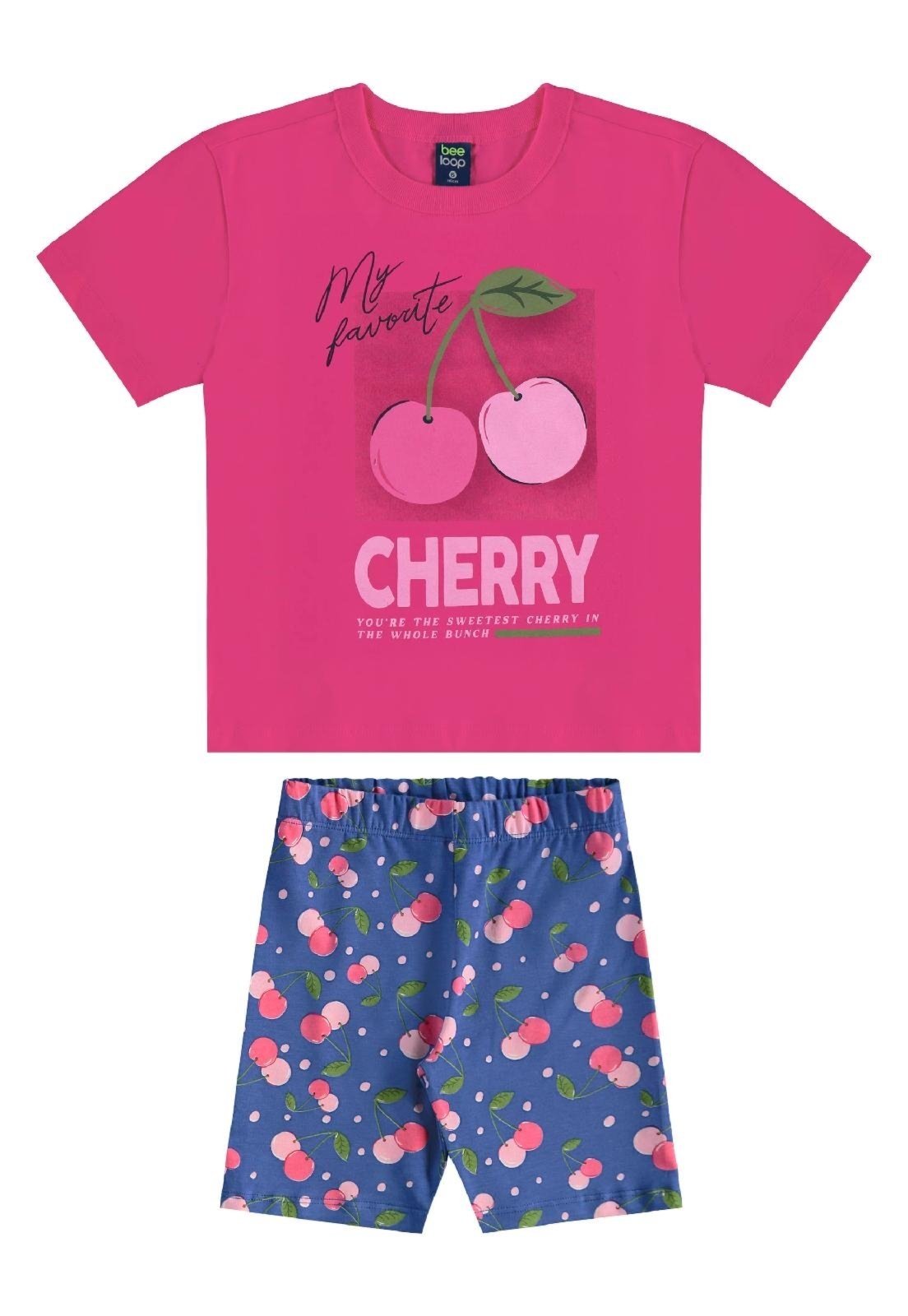 Infantil - Conjunto Cerejinhas Blusa e Bermuda Bee Loop Rosa