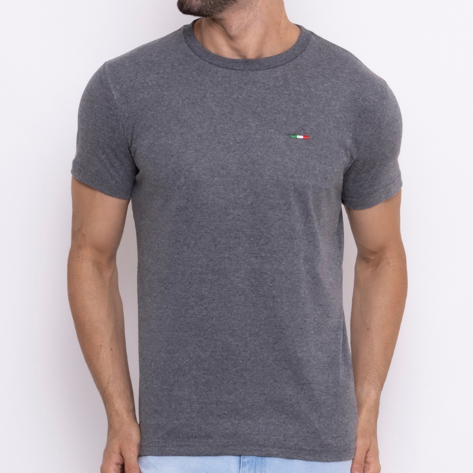 Camiseta Masculina Linha Premium Alta Costura Itália Moderna CINZA ESCURO