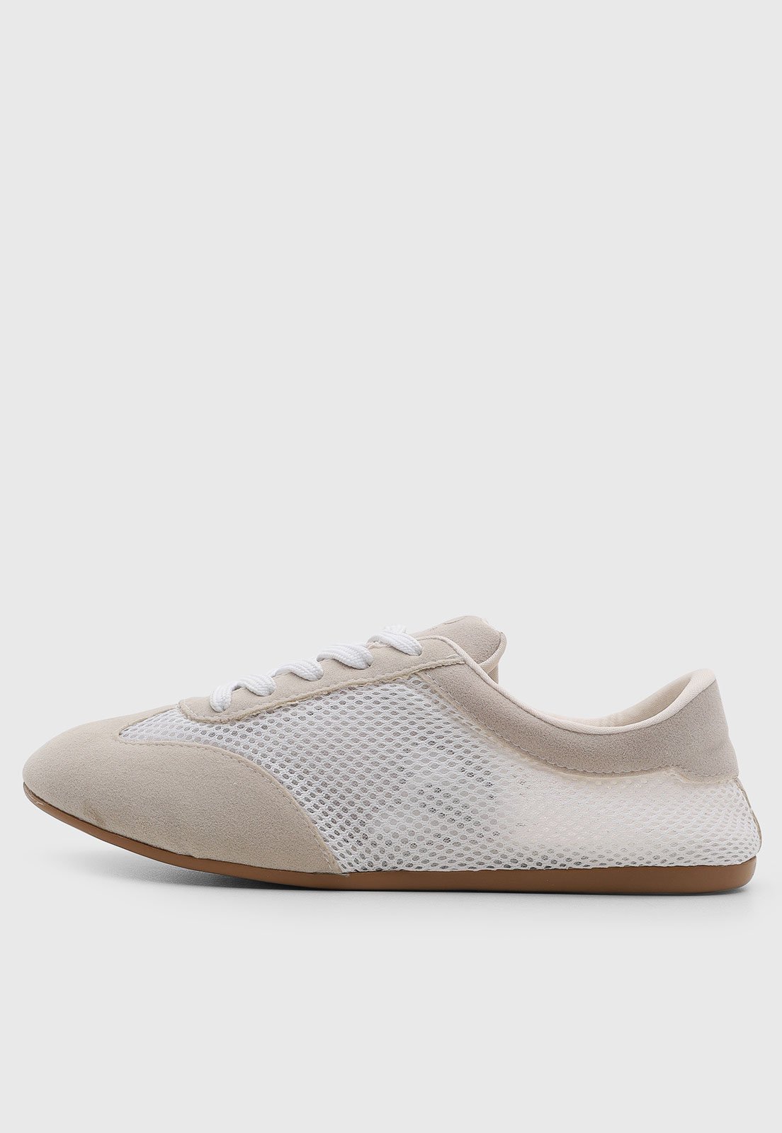 Tênis Feminino VIA UNO Mesh e Camurça Bege Claro