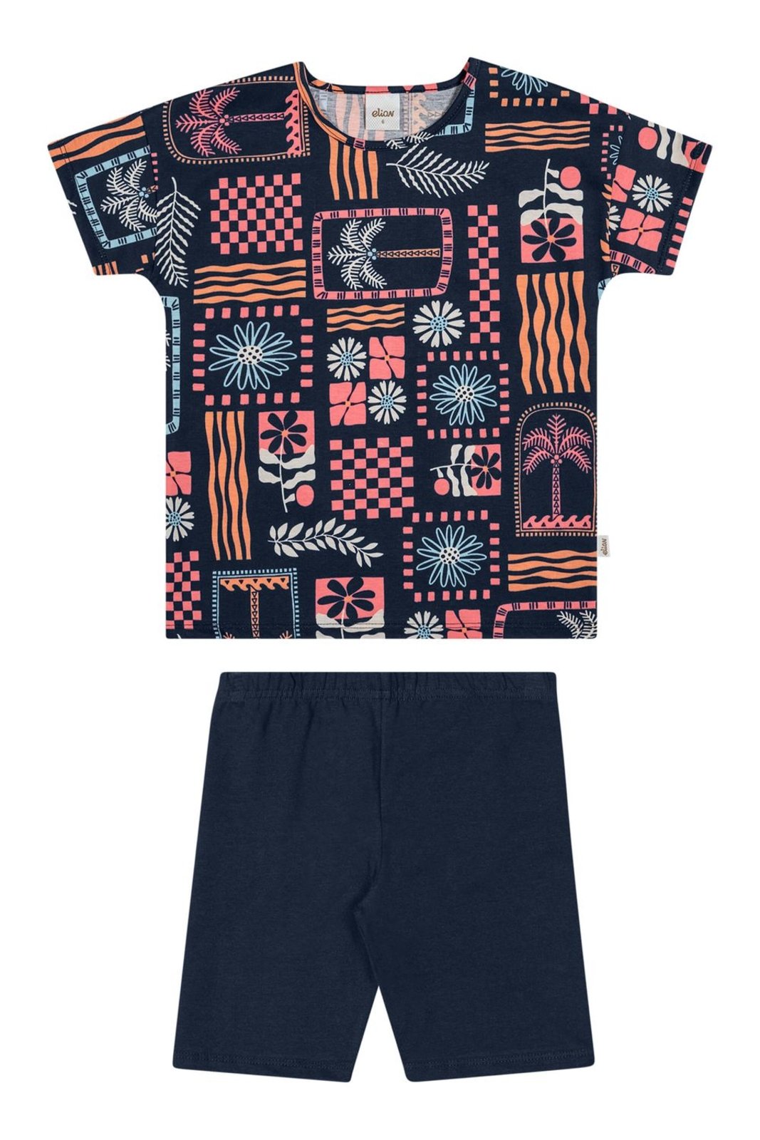 Vista 2 Infantil - Conjunto Menina Tropical Geométrico Elian Marinho azul marinho Elian azul marinho