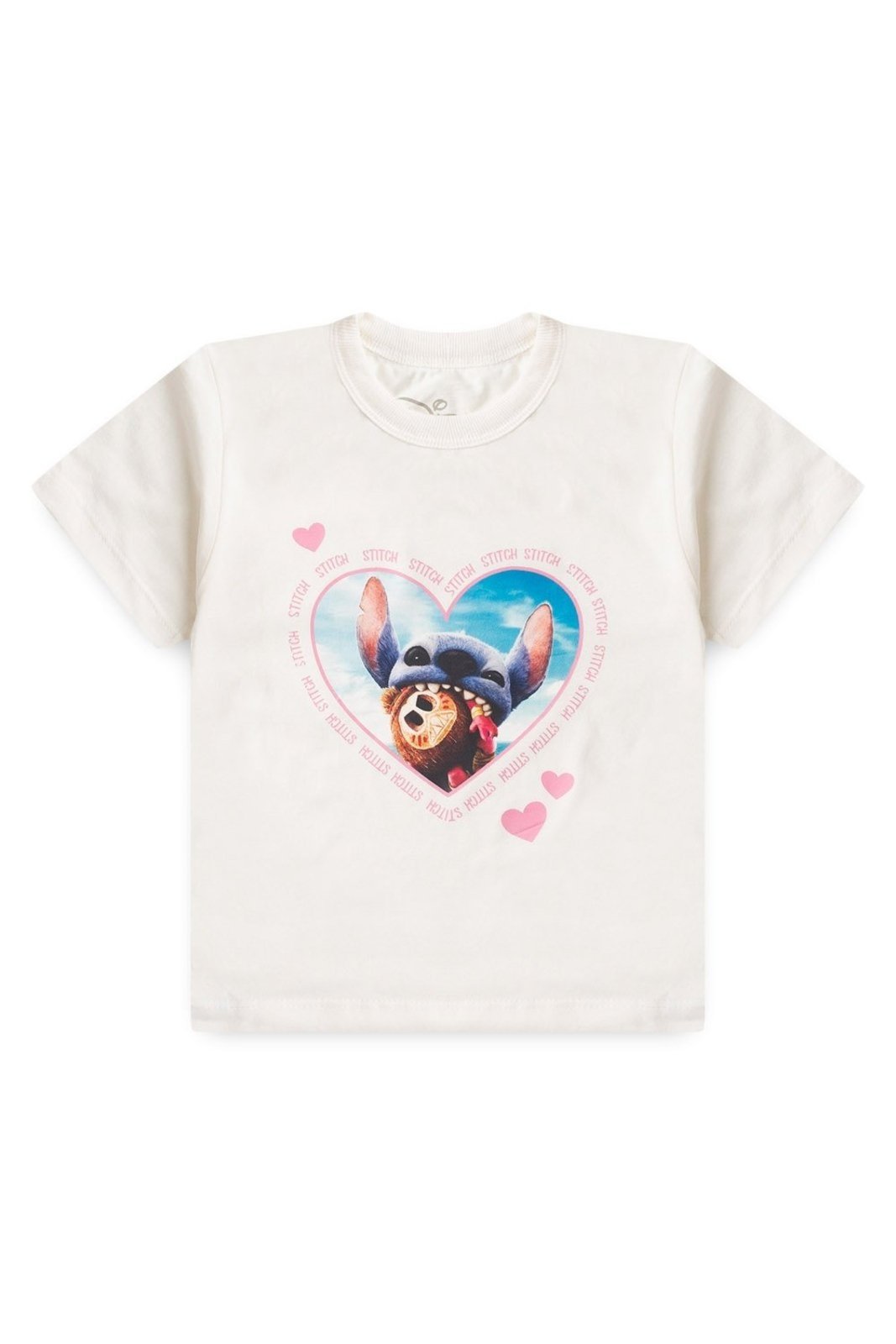 Infantil – Camiseta Disney Oversized Feminino Stitch Off White
