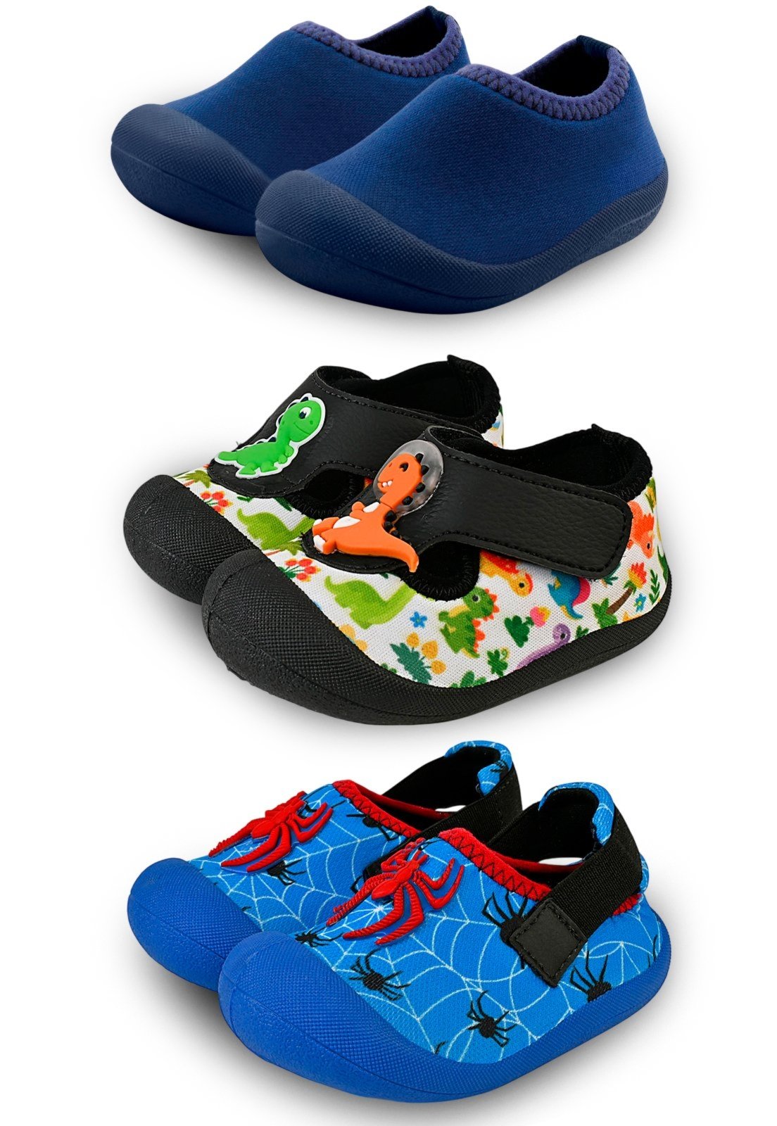 Vista 2 Infantil - Sapatinho Menina 3 Pares Antiderrapante Aranha azul/branco/preto azul azul/branco/preto azul