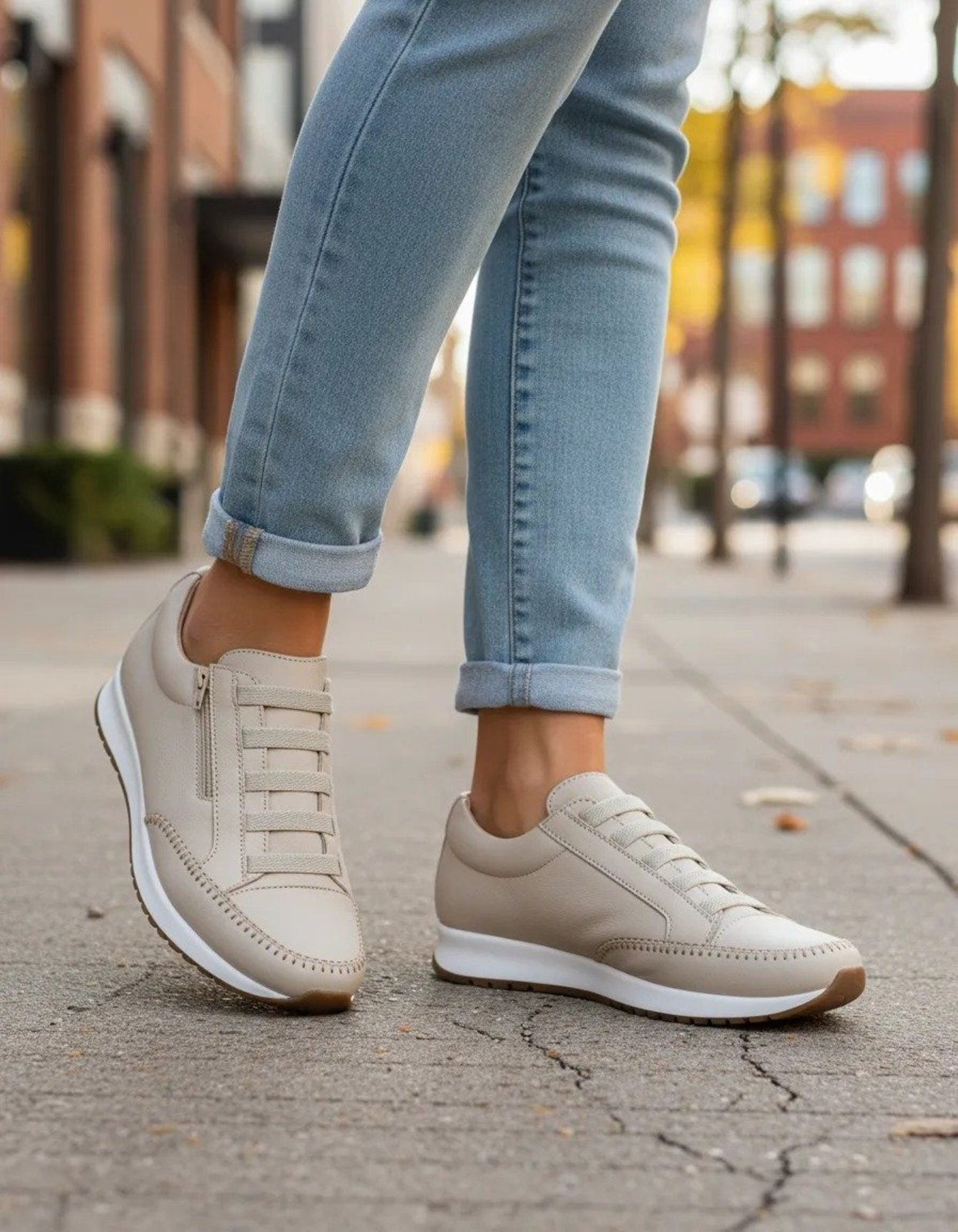 Tênis Feminino Calce Facil Estilo Jogger 112 Bege